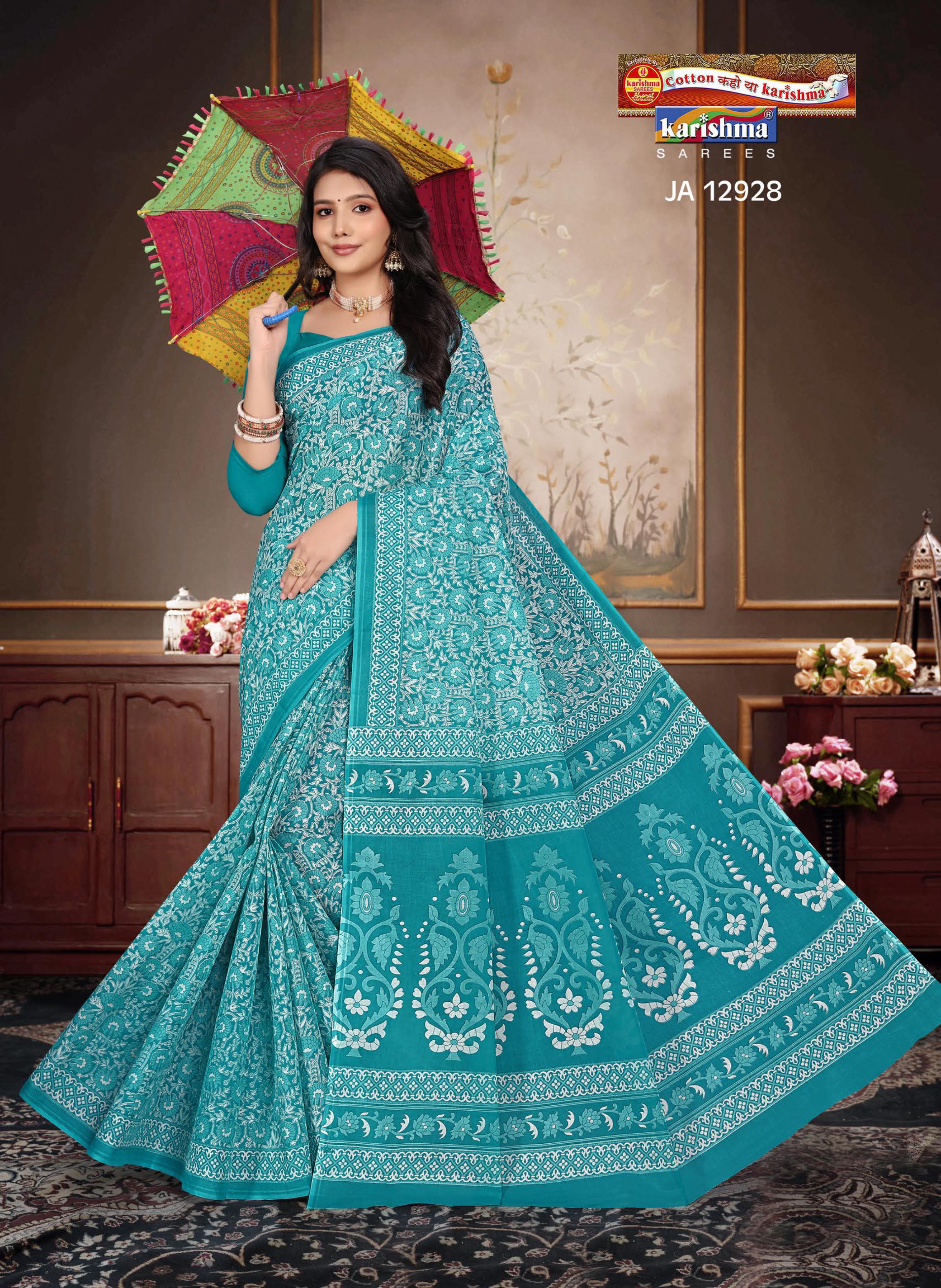Sea Green Pure Cotton Mulmul (Medium Soft) Saree With Paisely Design Allover