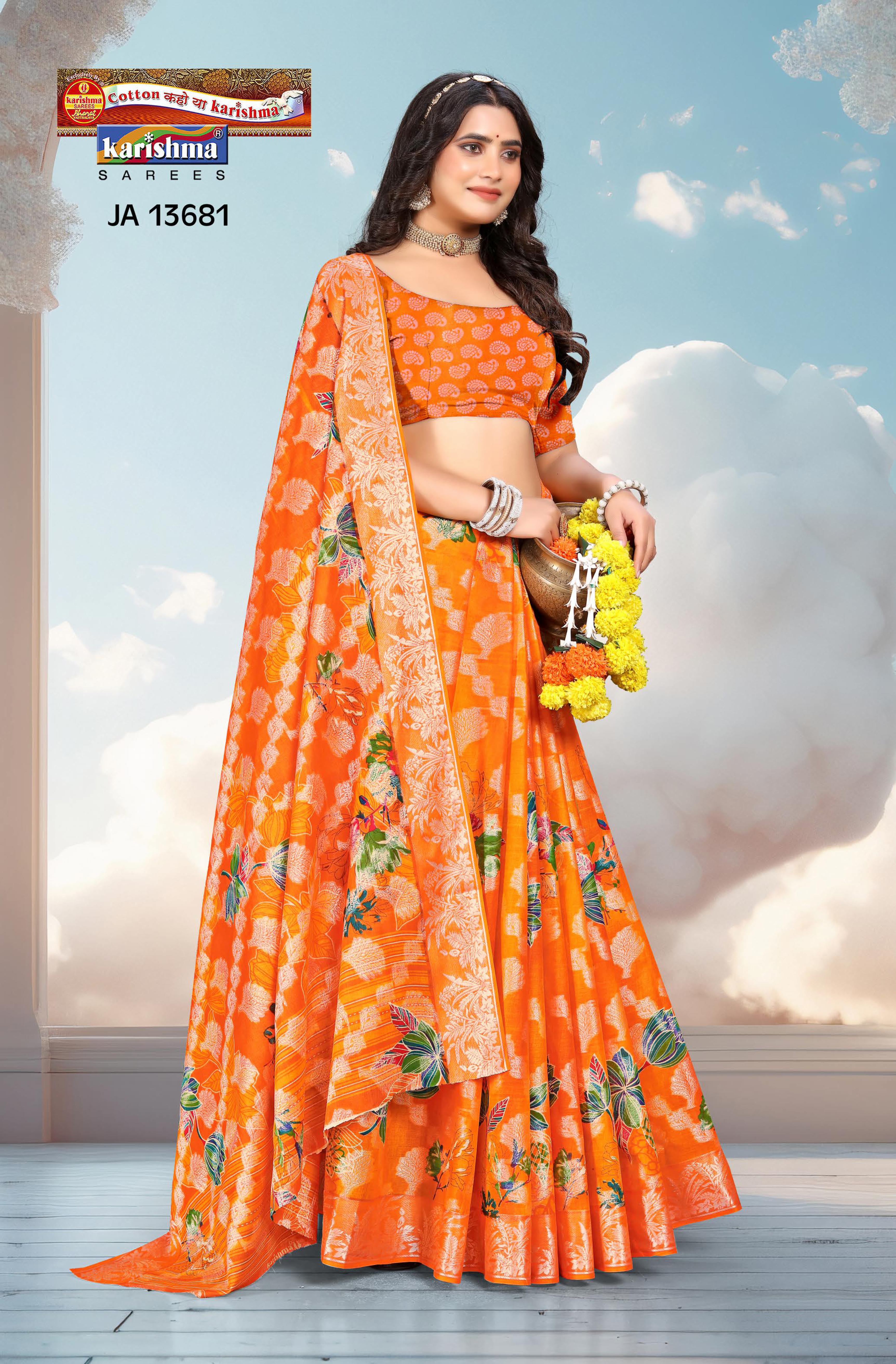 Yellow Pure Cotton Malai (Soft) Saree With Traditional Bandhani Print And Delicate Golden Print