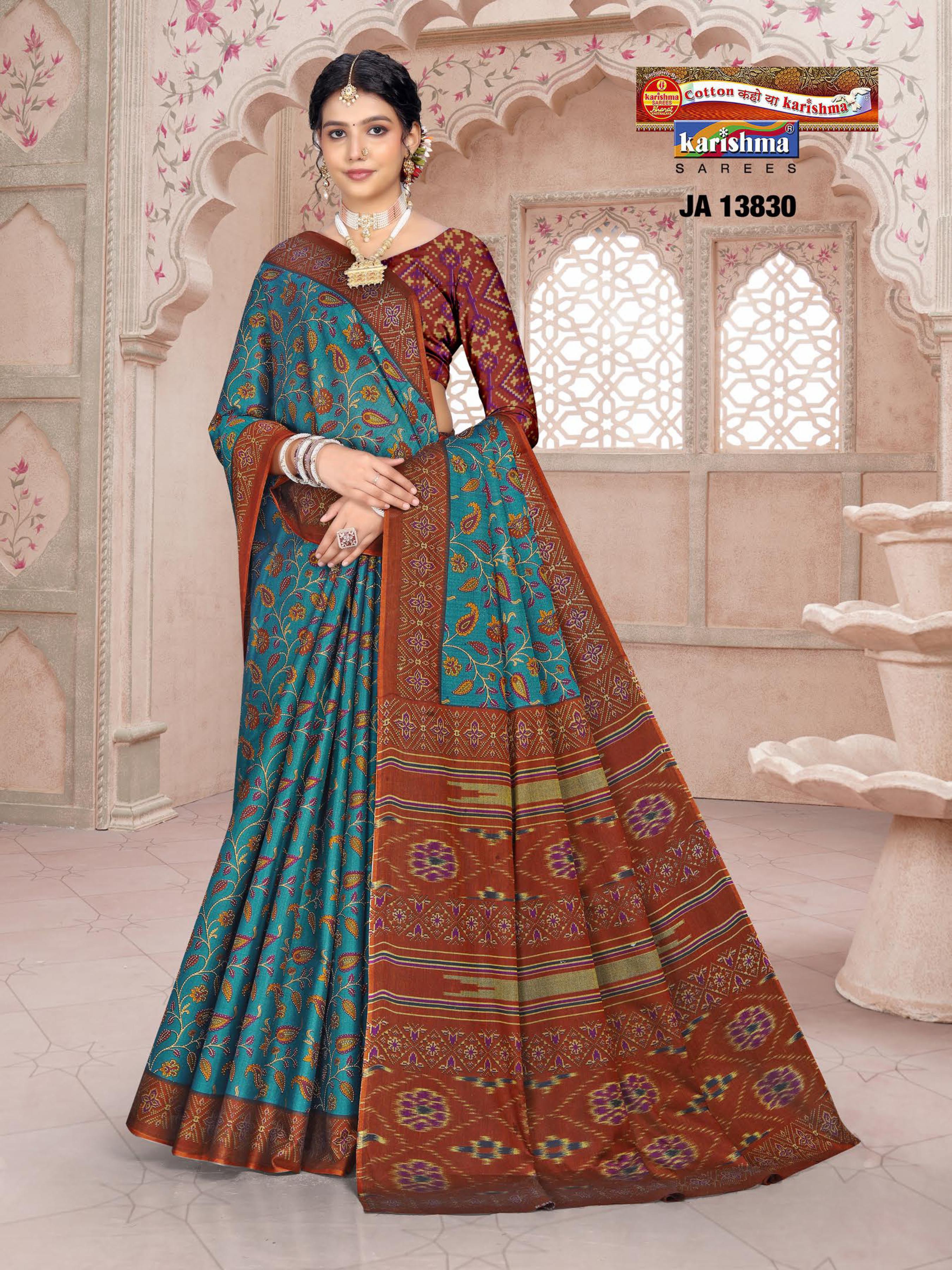 Blue Pure Cotton Muslin (Soft) Saree With Beautiful Paisely And Floral Design