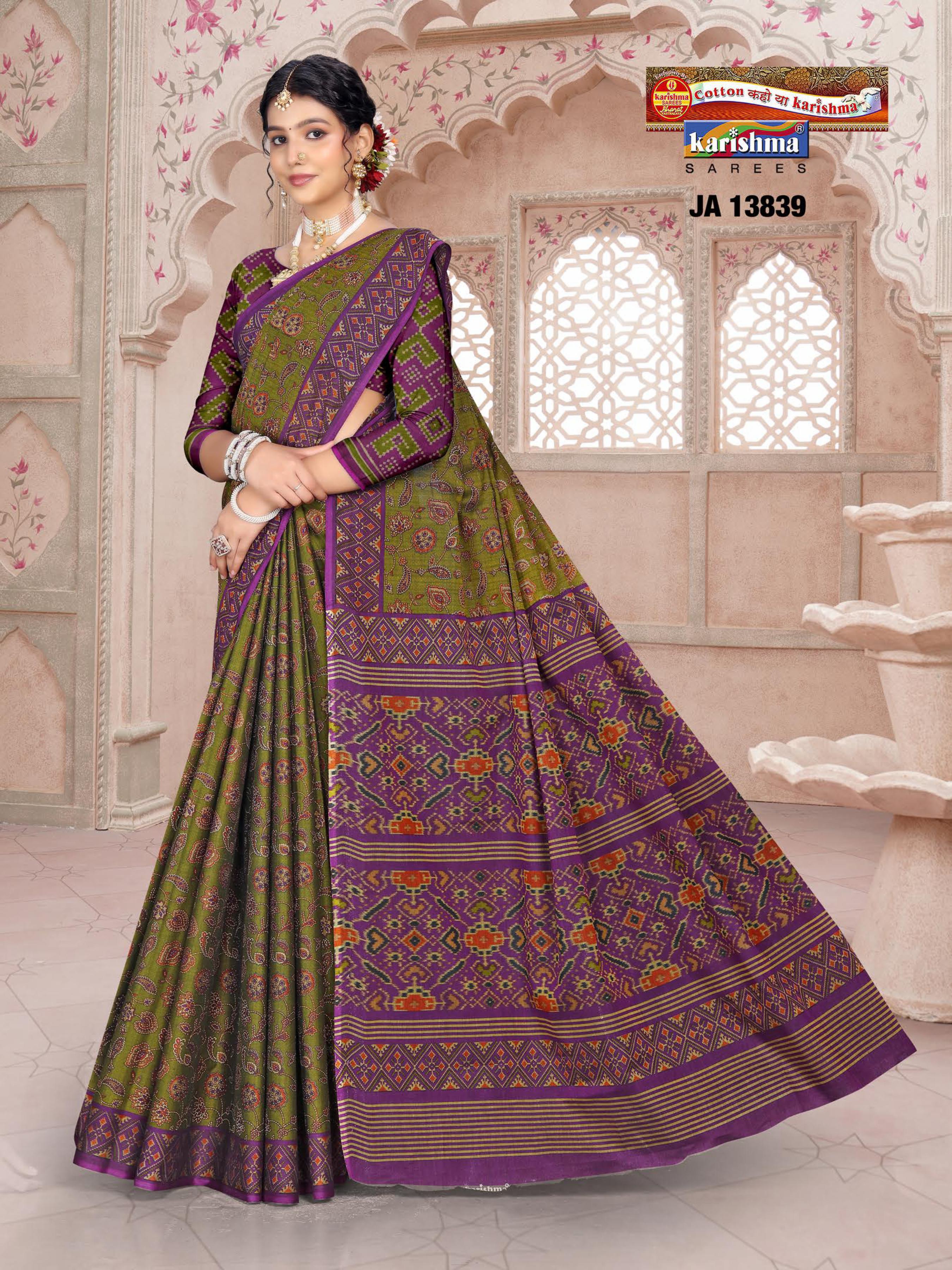 Olive Pure Cotton Muslin (Soft) Saree With Beautiful Paisely And Floral Design