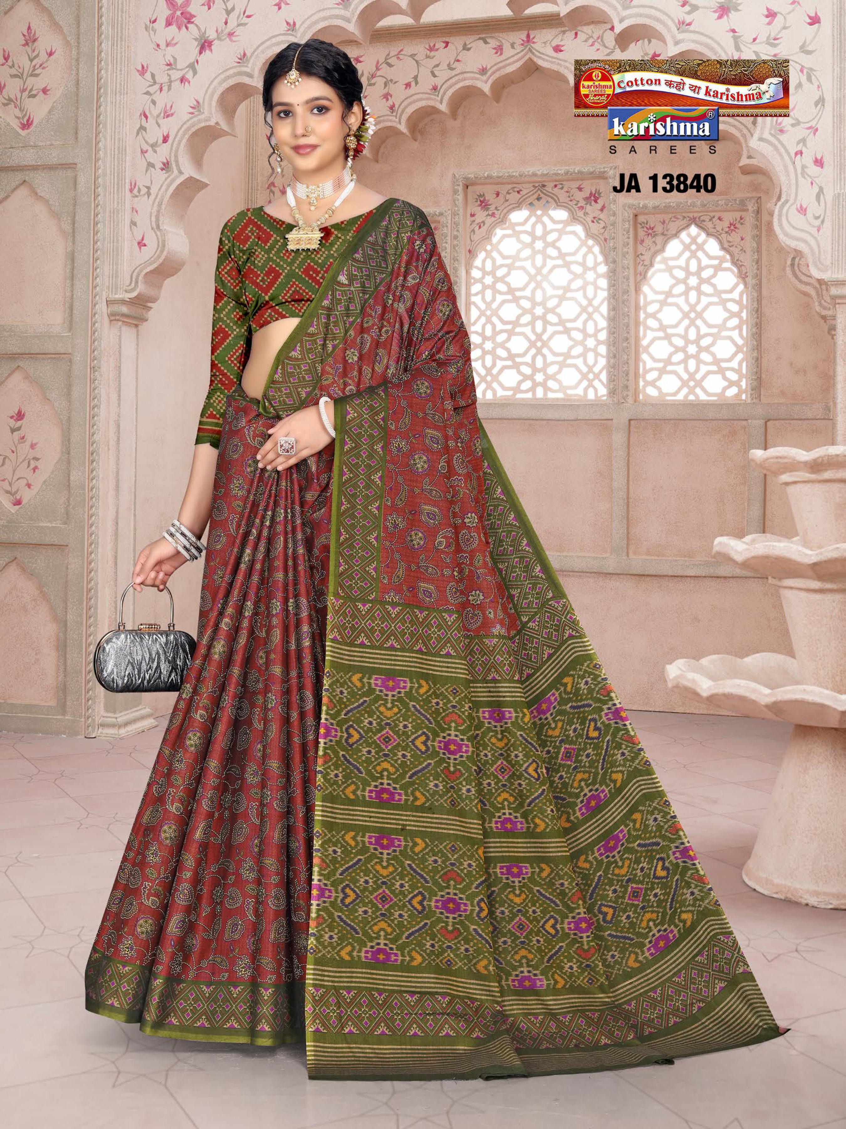 Red Pure Cotton Muslin (Soft) Saree With Beautiful Paisely And Floral Design