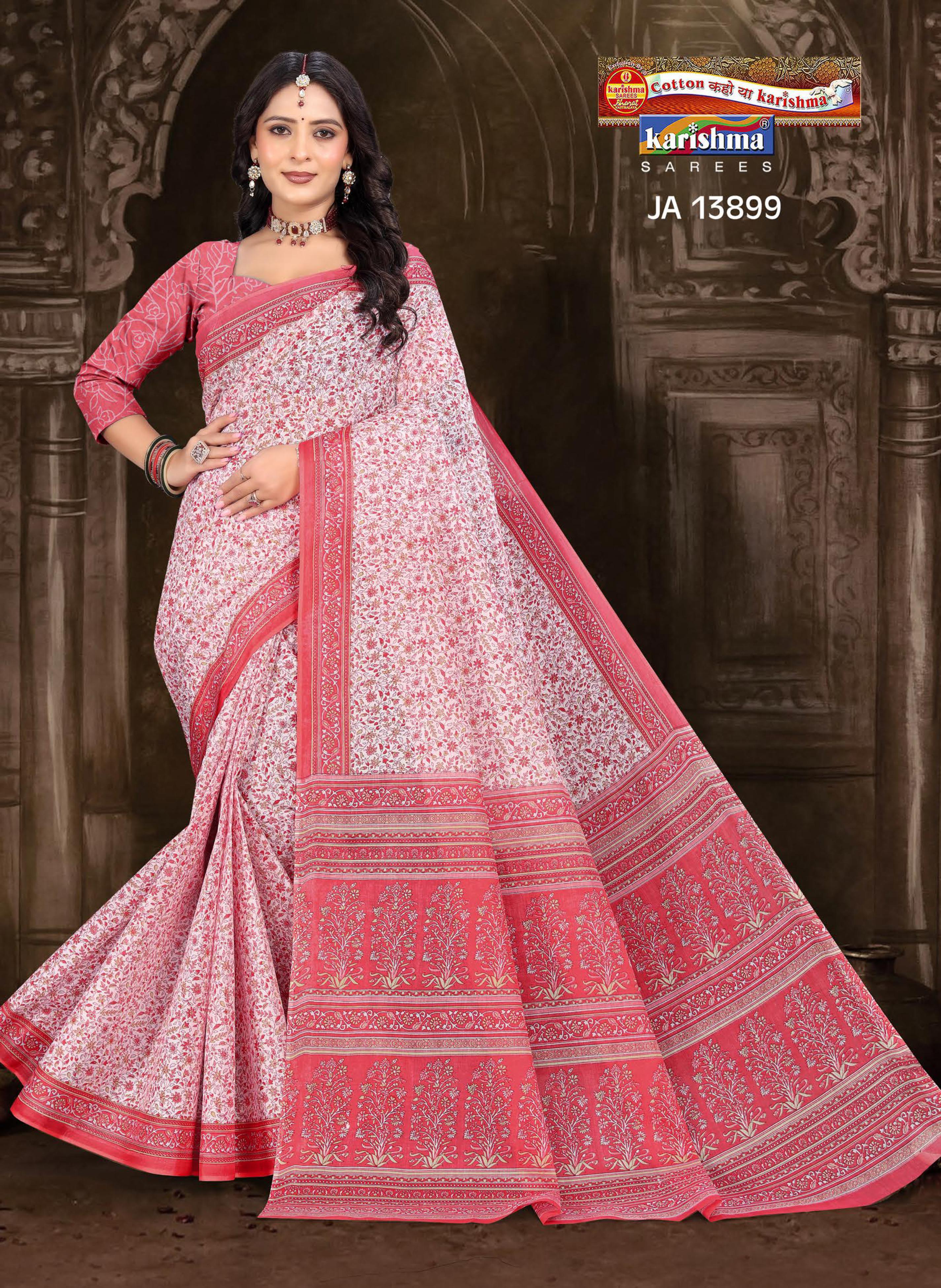 Peach Pure Cotton Mulmul (Stiff) Saree With Beautiful And Delicate Floral Design