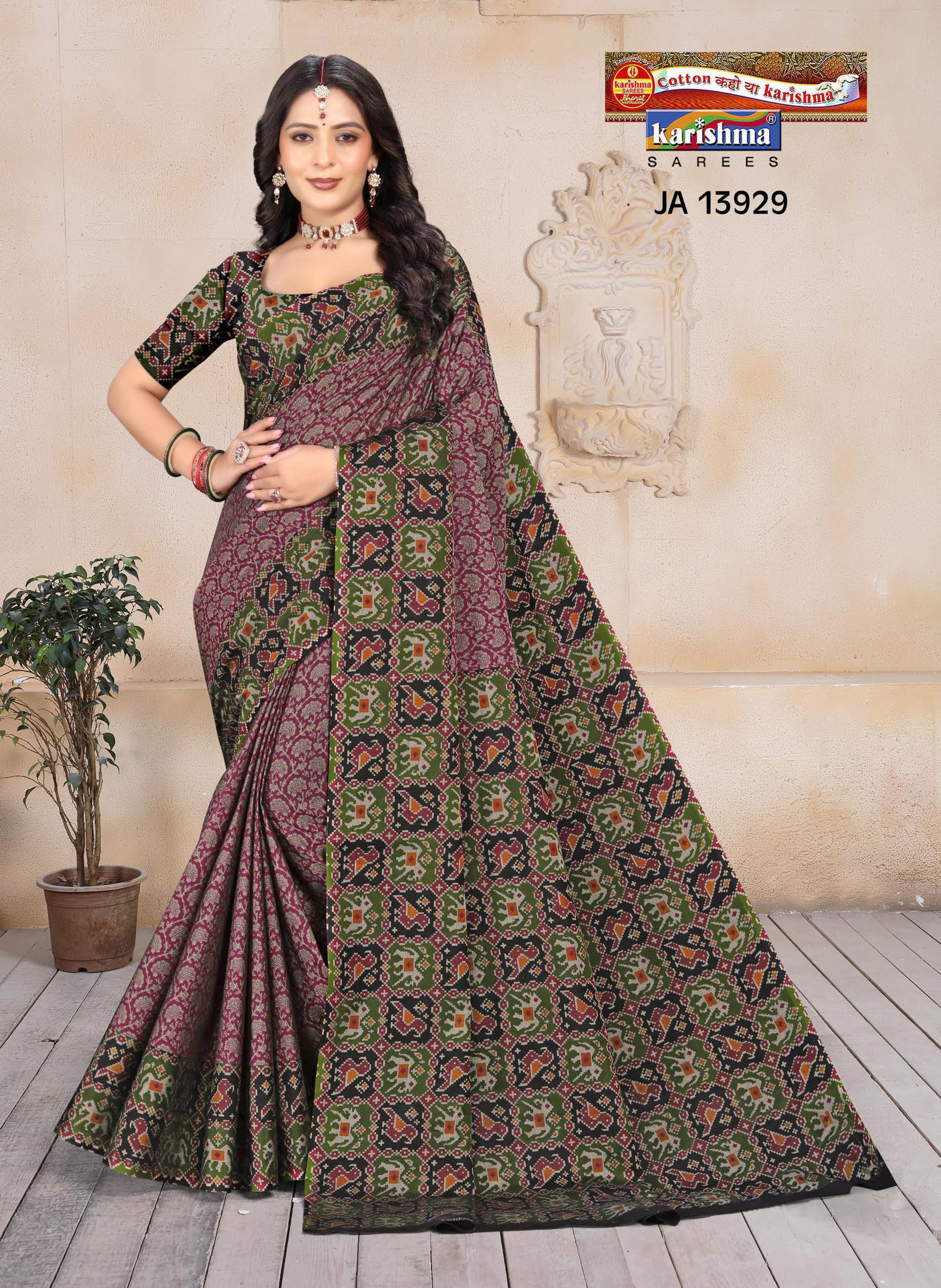 Wine Pure Cotton Muslin (Soft) Saree With Floral Print And Kota Border