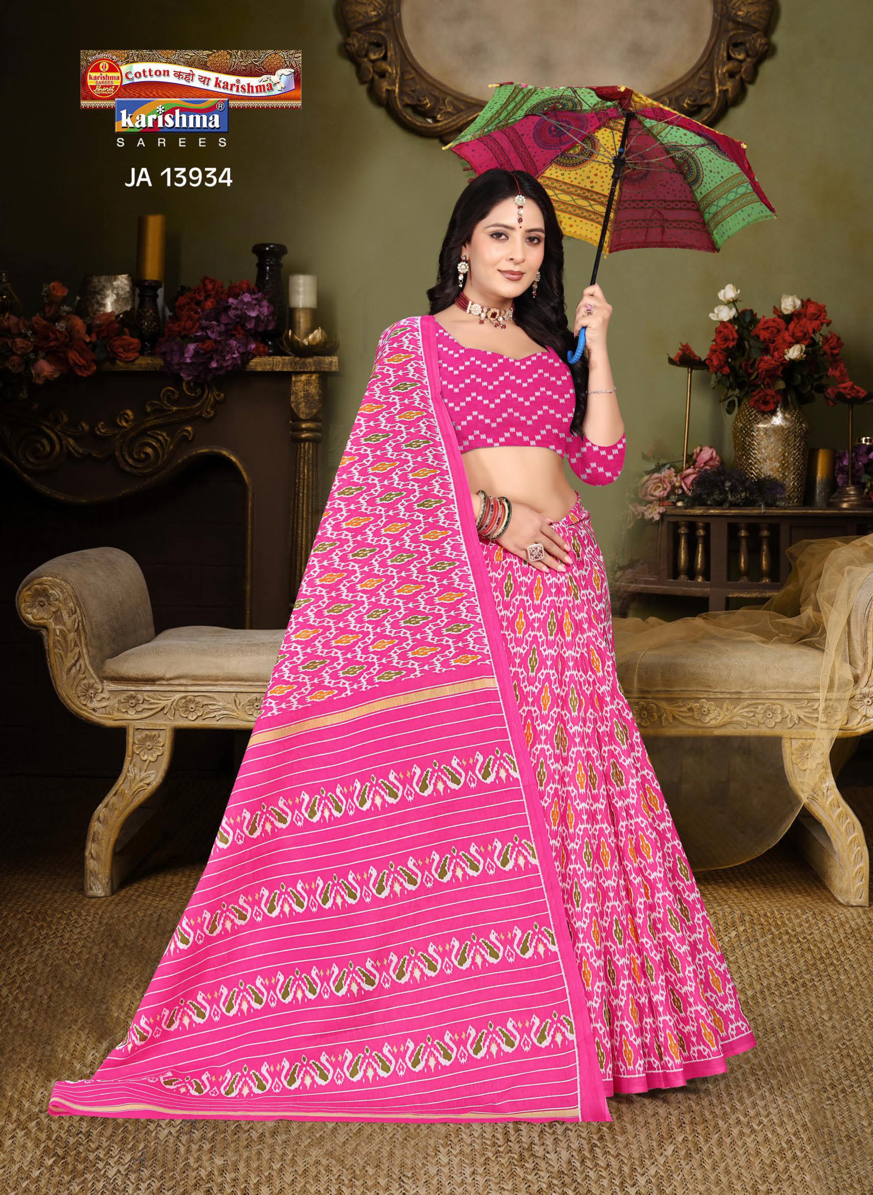Pink Pure Cotton Malai (Soft) Saree with Modern Design