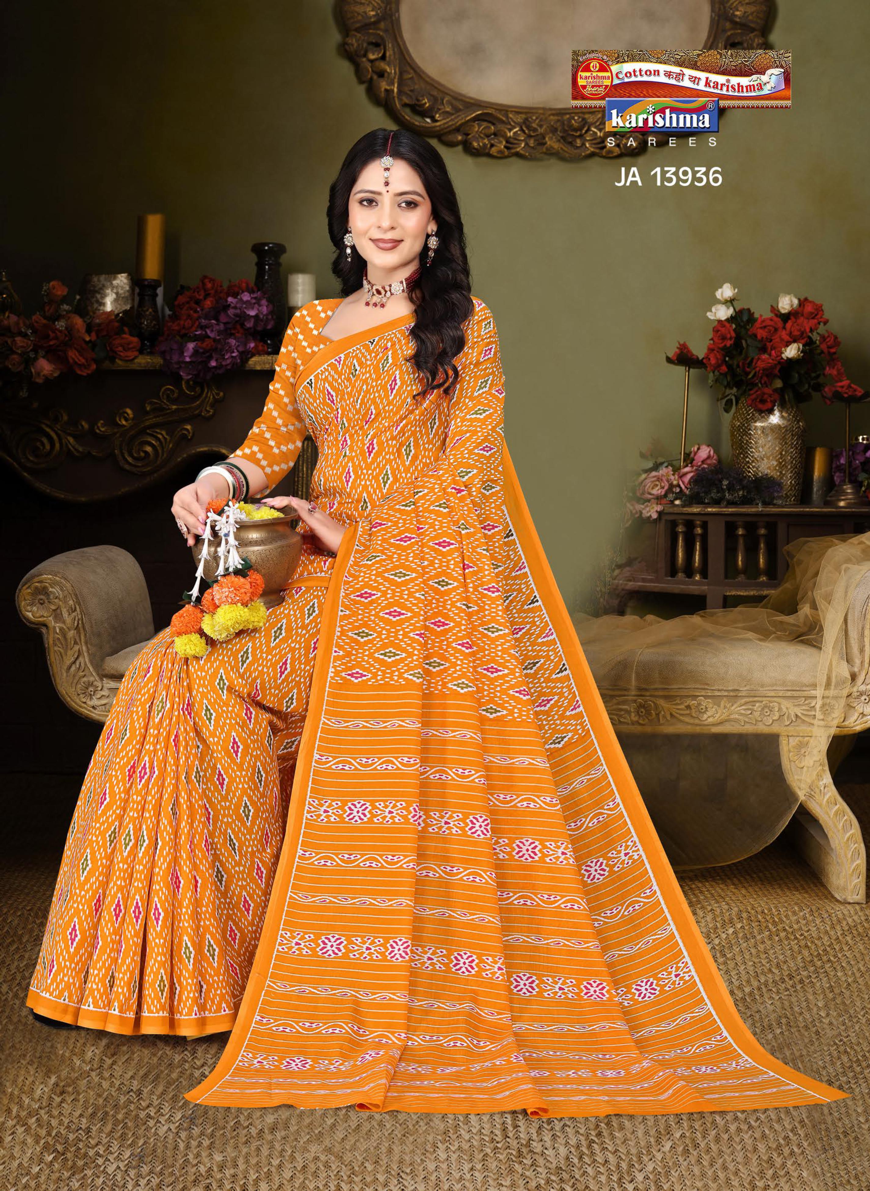 Yellow Pure Cotton Malai (Soft) Saree with Modern Design