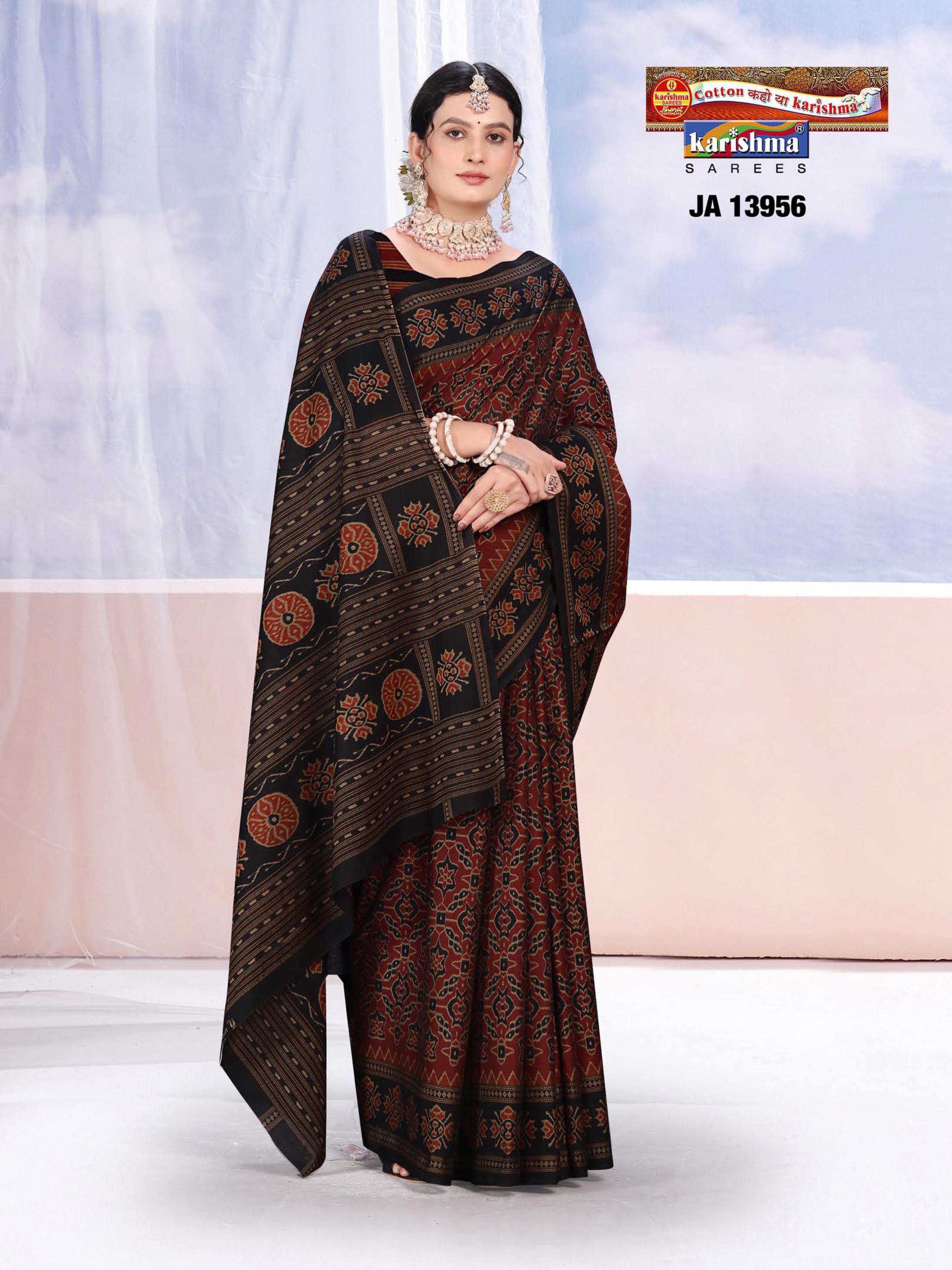 Black Maroon Pure Cotton Muslin (Soft) Saree With Delicate And Smart Ikat Design