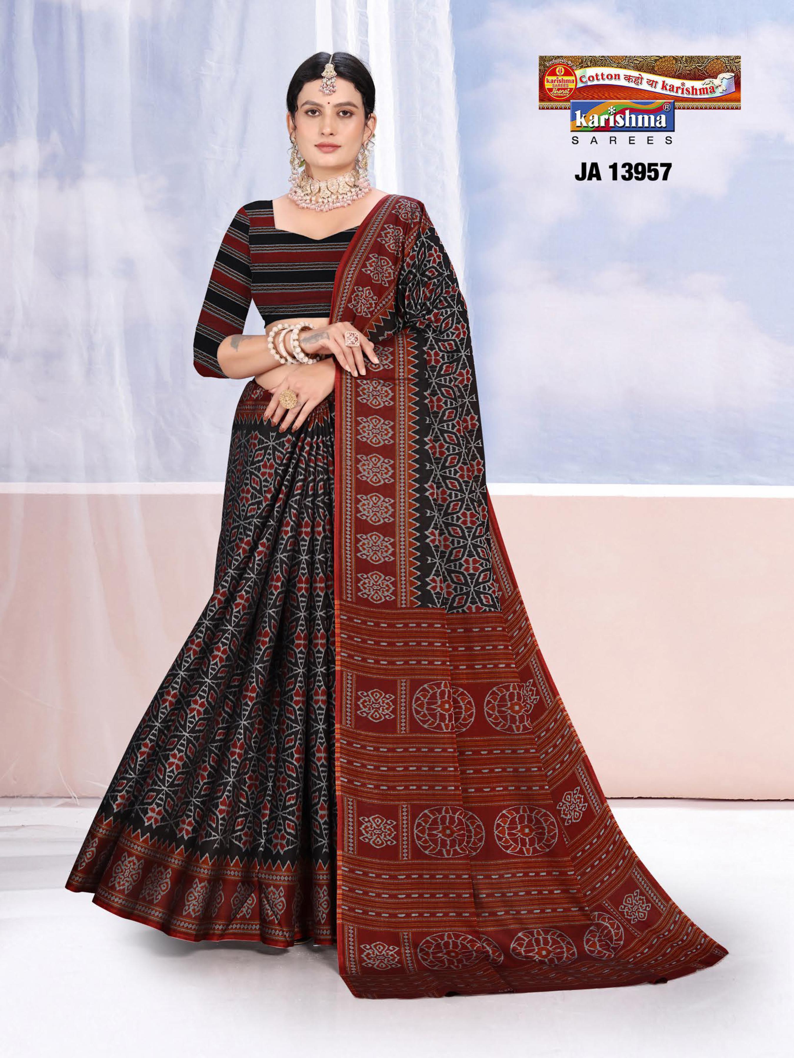 Black Pure Cotton Muslin (Soft) Saree With Delicate And Smart Ikat Design