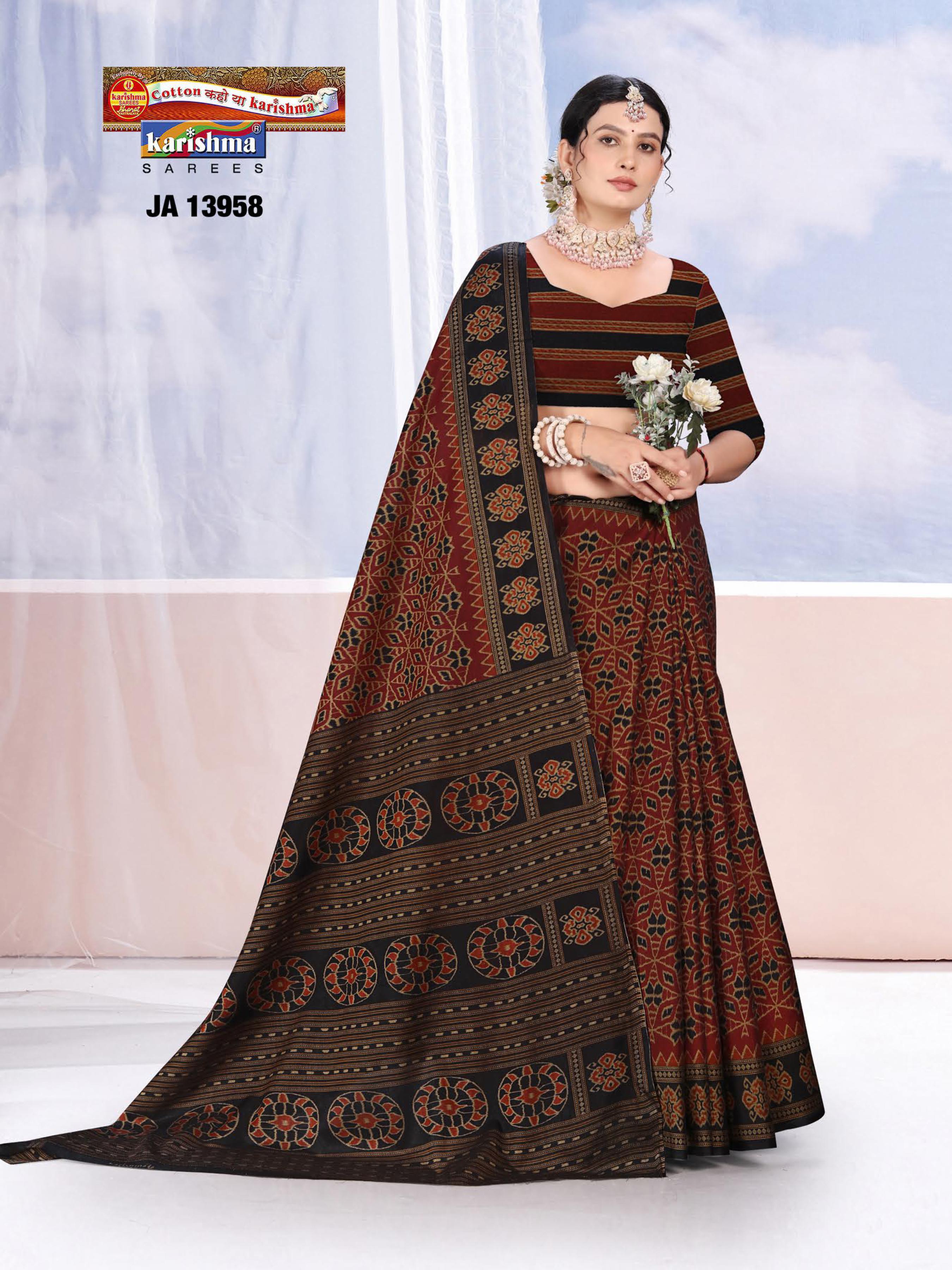 Maroon Pure Cotton Muslin (Soft) Saree With Delicate And Smart Ikat Design
