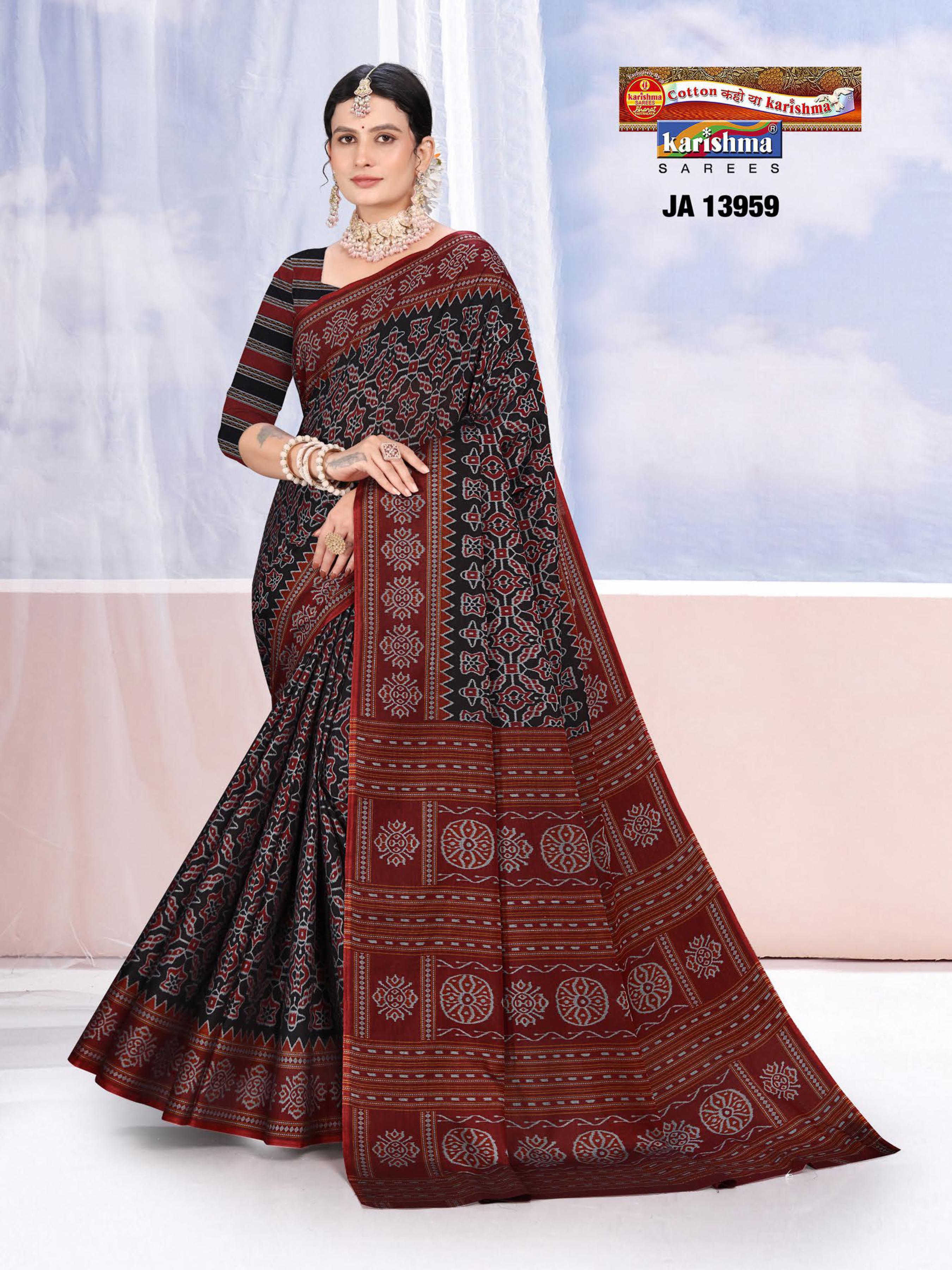 Black Pure Cotton Muslin (Soft) Saree With Delicate And Smart Ikat Design