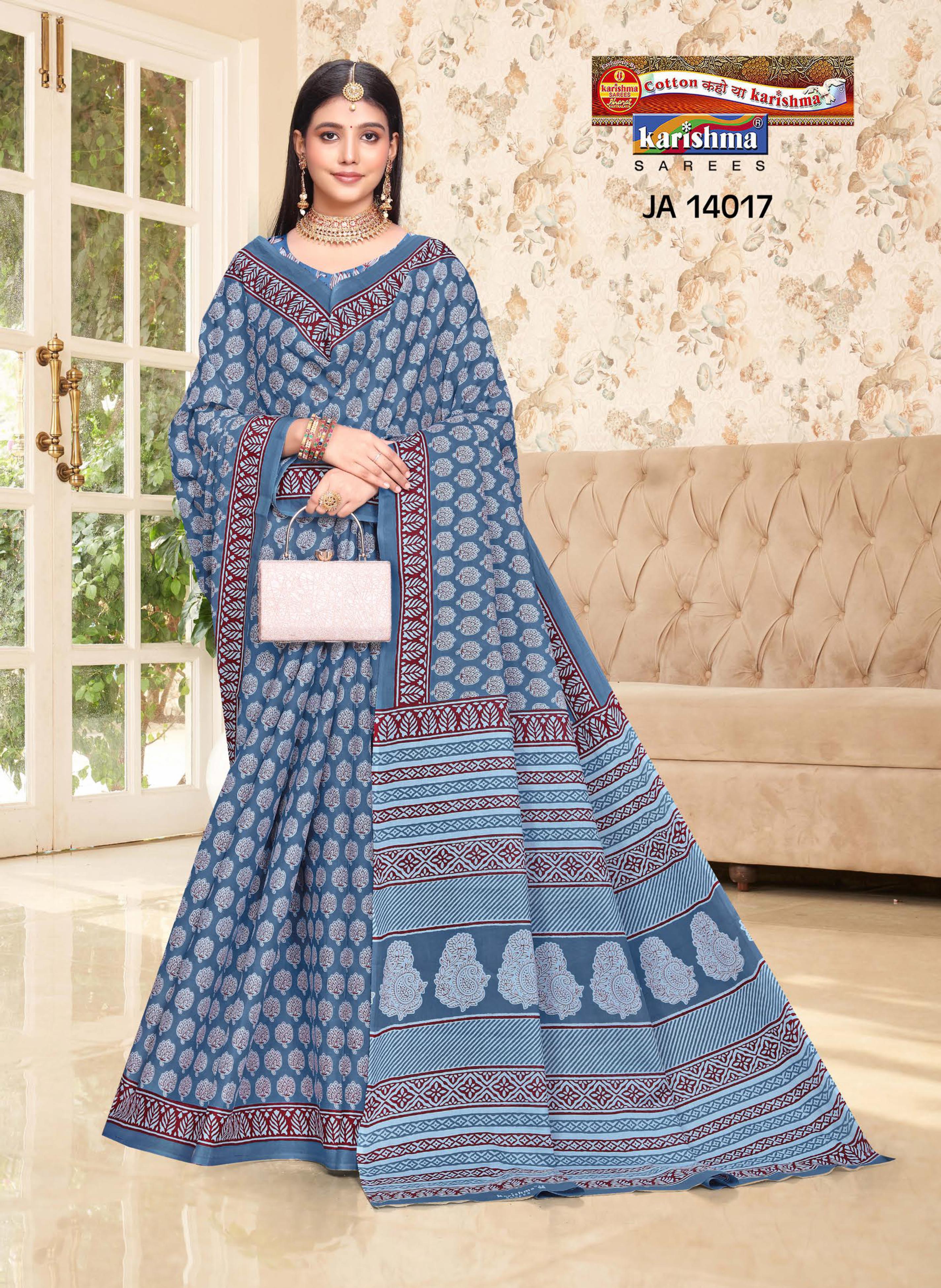 Blue Pure Cotton Malai (Soft) Saree With Modern Design