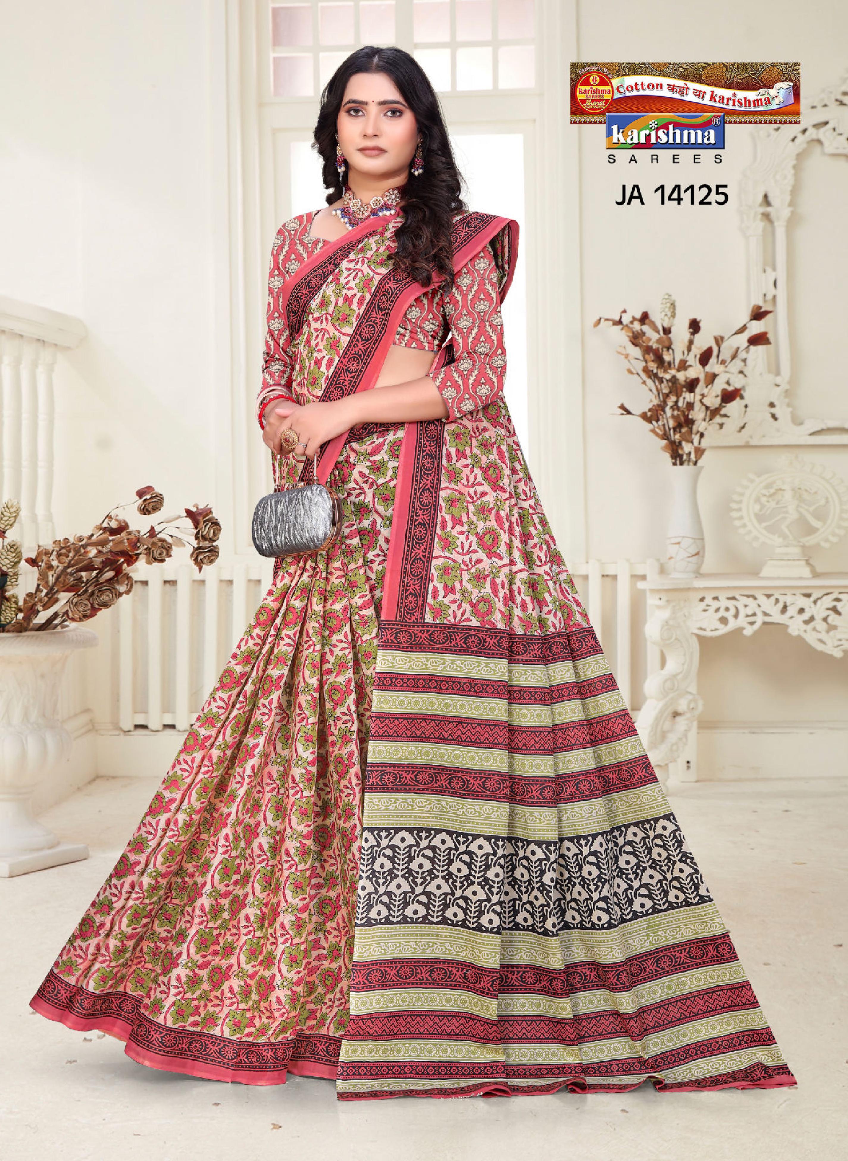 Peach Pure Cotton Malai (Soft) Saree With Beautifull Floral Print And Elegant Look