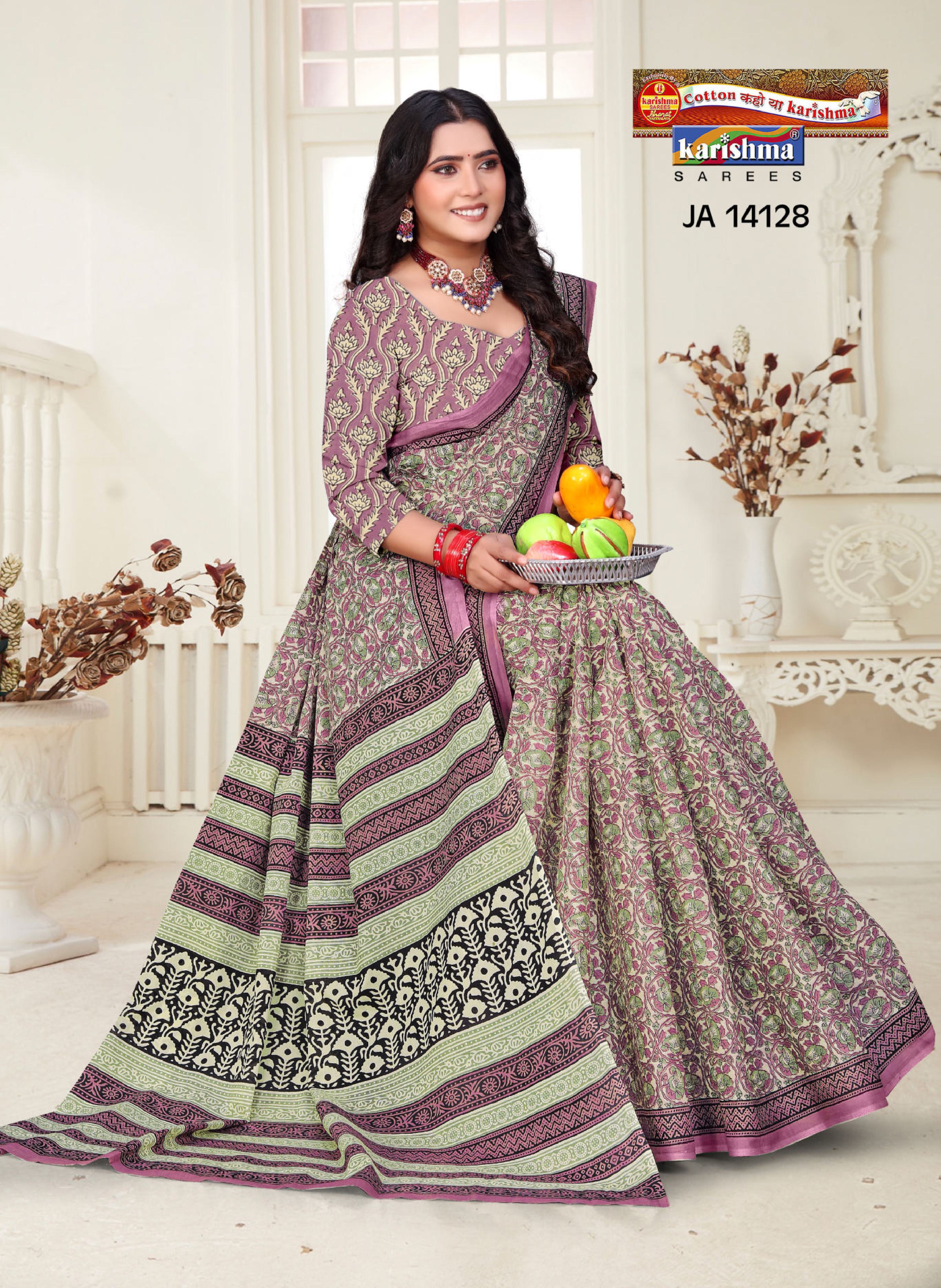 Purple Pure Cotton Malai (Soft) Saree With Beautifull Floral Print And Elegant Look