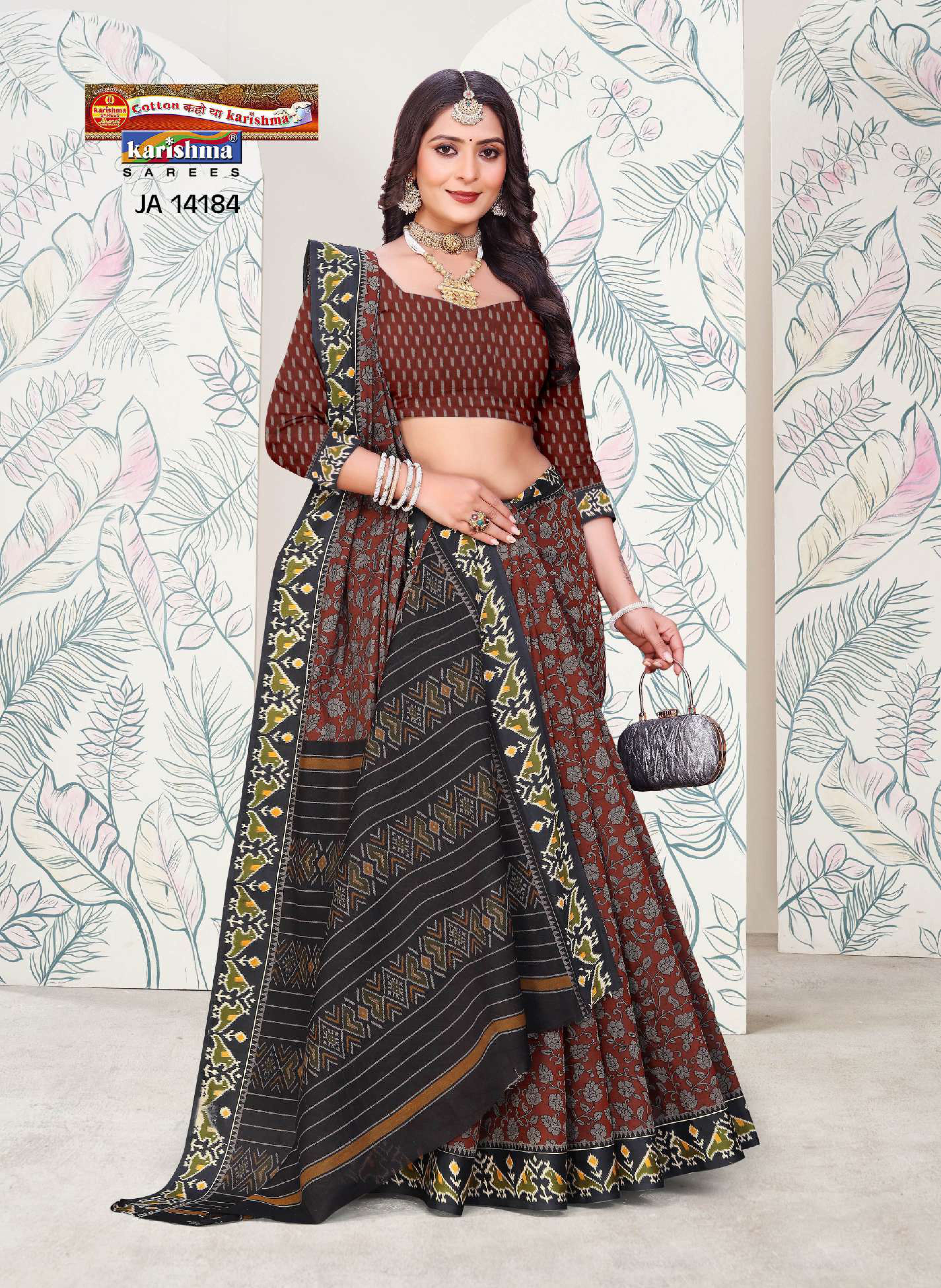 Maroon Pure Cotton Muslin (Soft) Saree With Floral Print And Kota Border