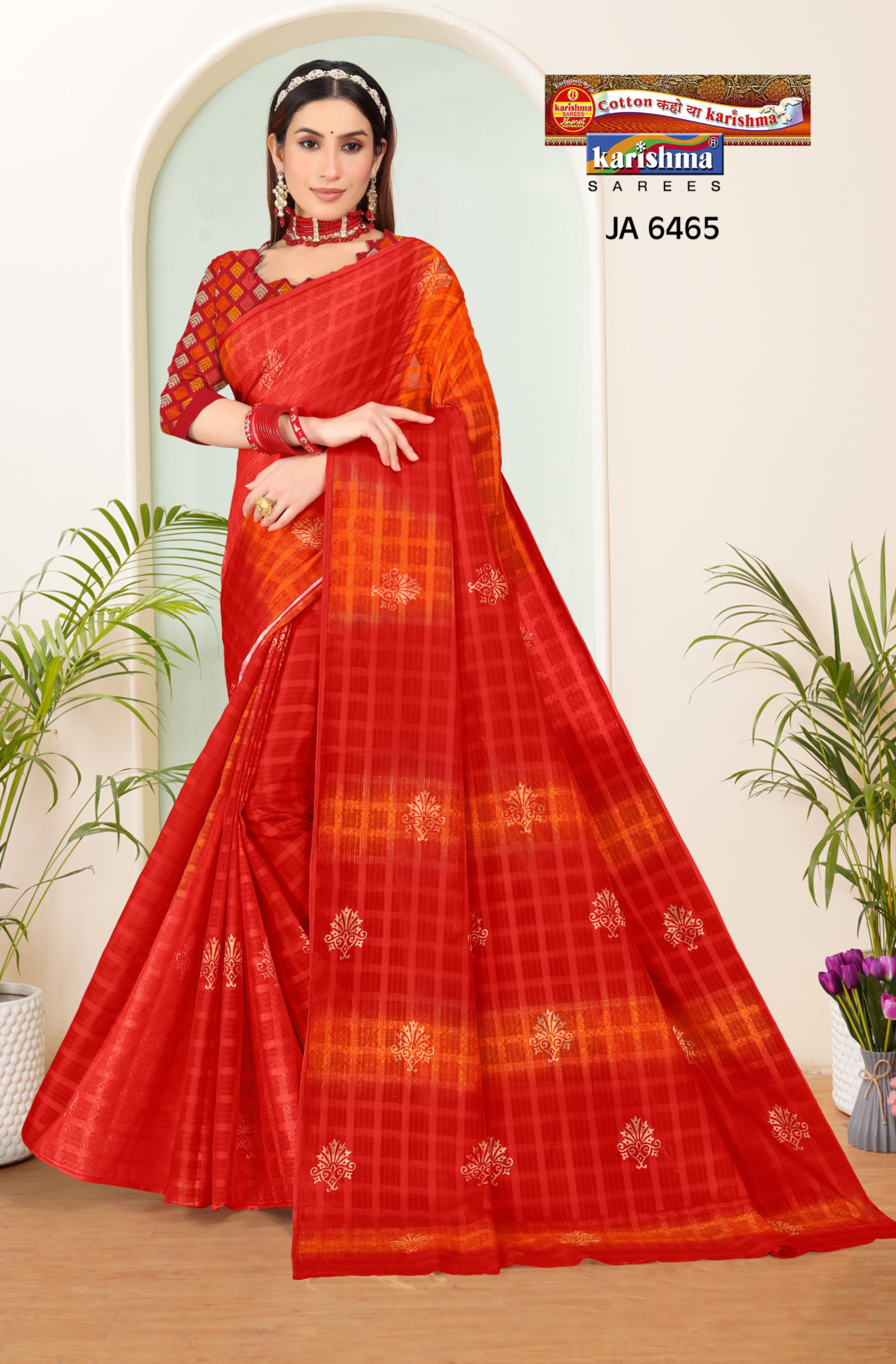 Orange Shaded Ombre Design Style Printed Pure Kota Cotton Saree