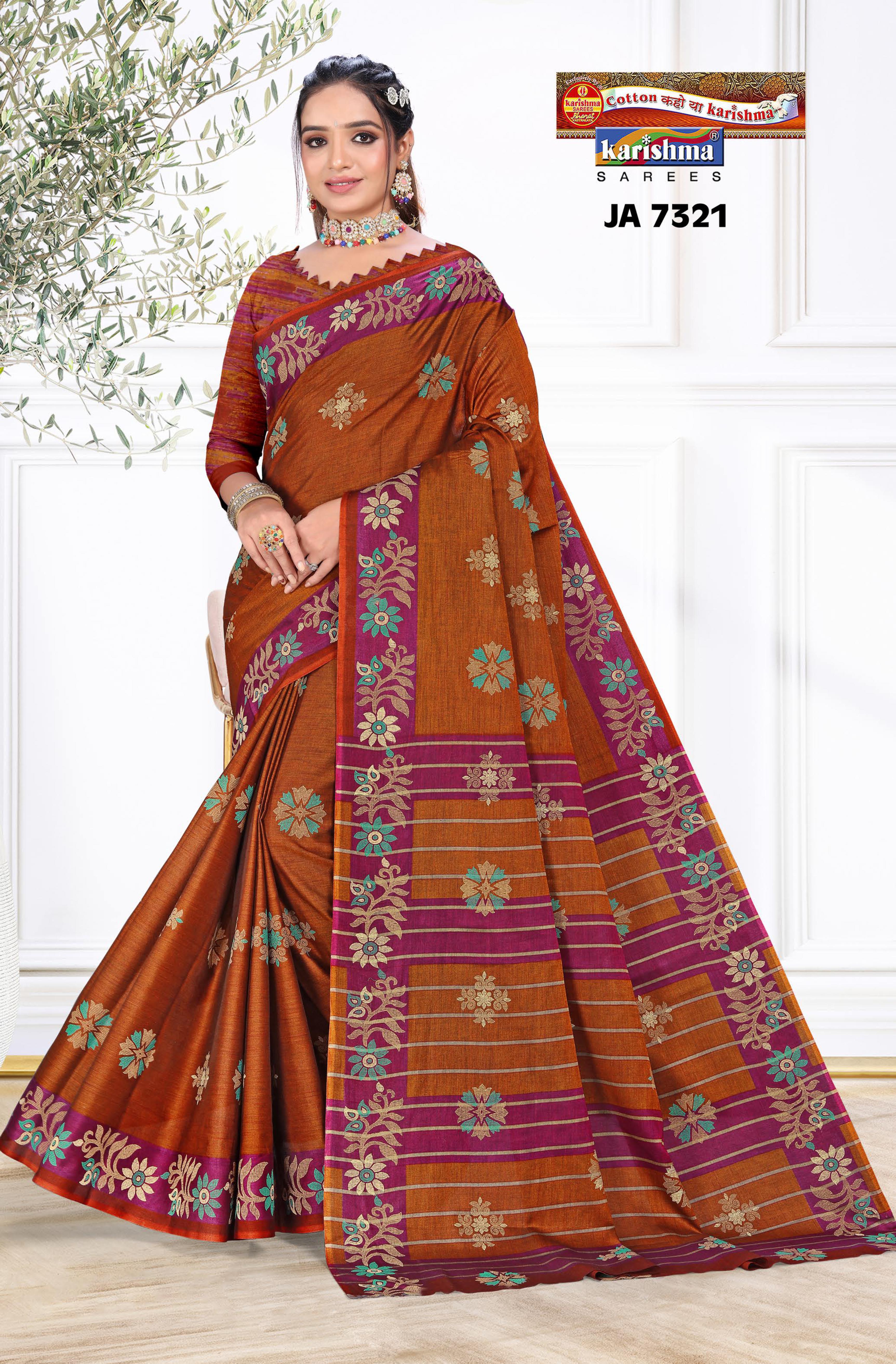 Brown Pure Cotton (Soft) Muslin With Delicate Floral Design