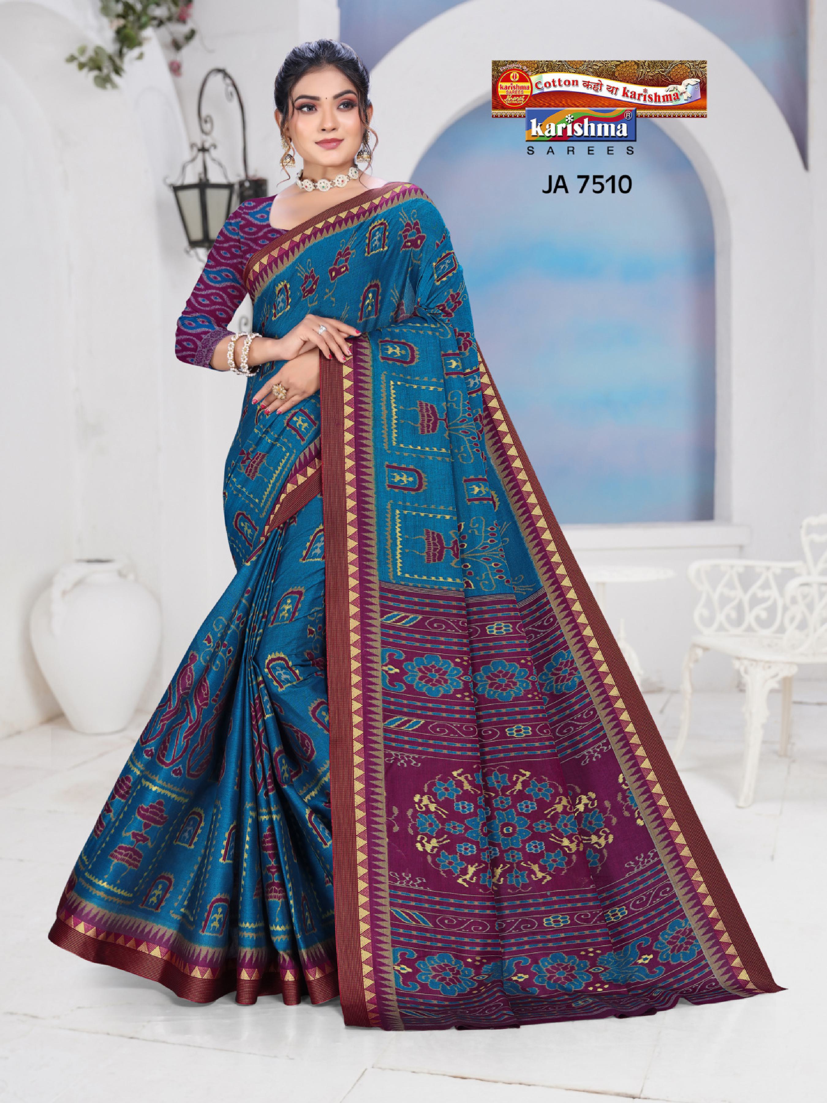 Blue Traditional Maharashtrian Warli Design Printed Muslin Saree with Zari Border