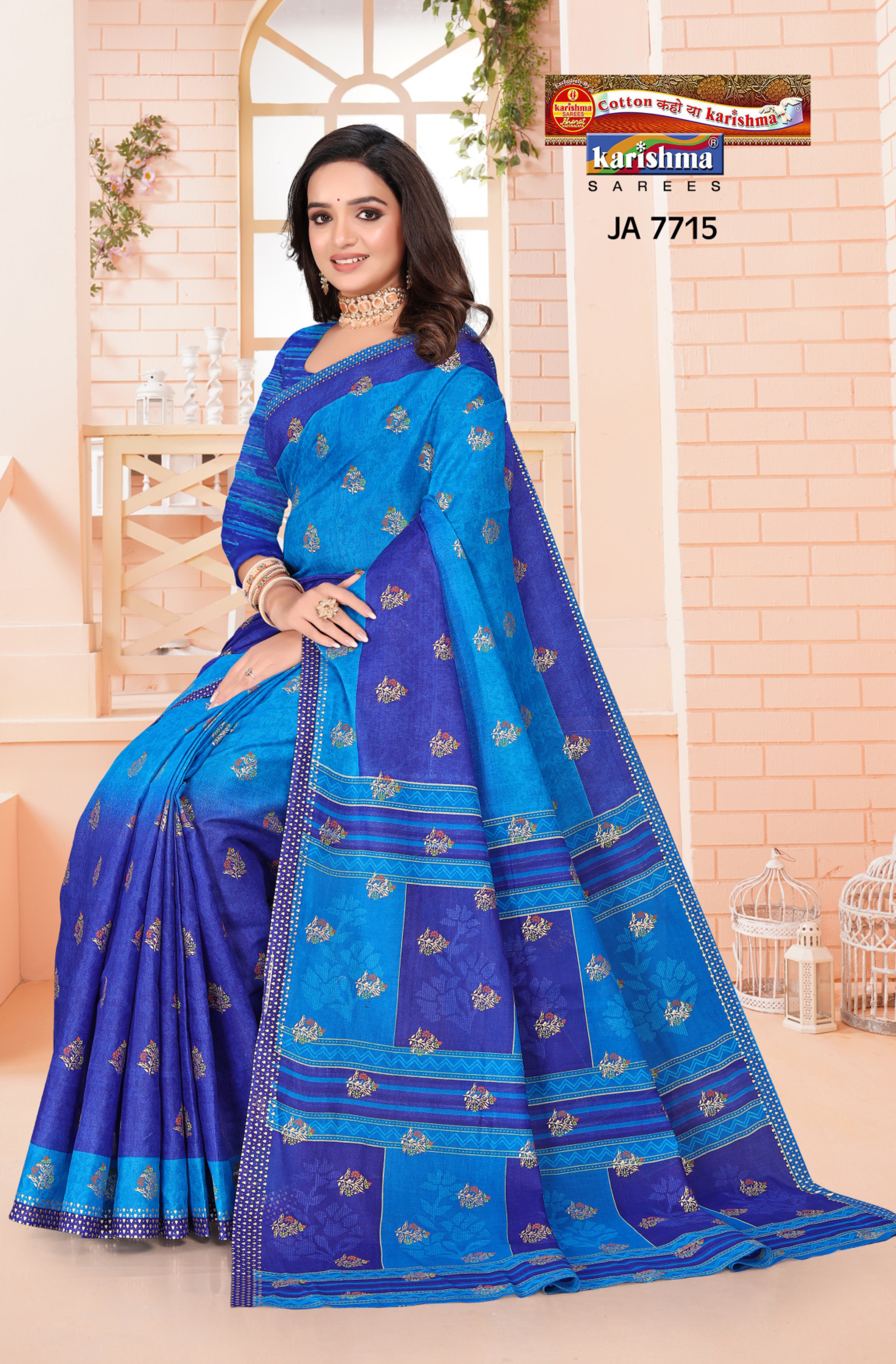 Navy Blue Shaded Gold Festive Design Printed Mulmul Pure Cotton Saree