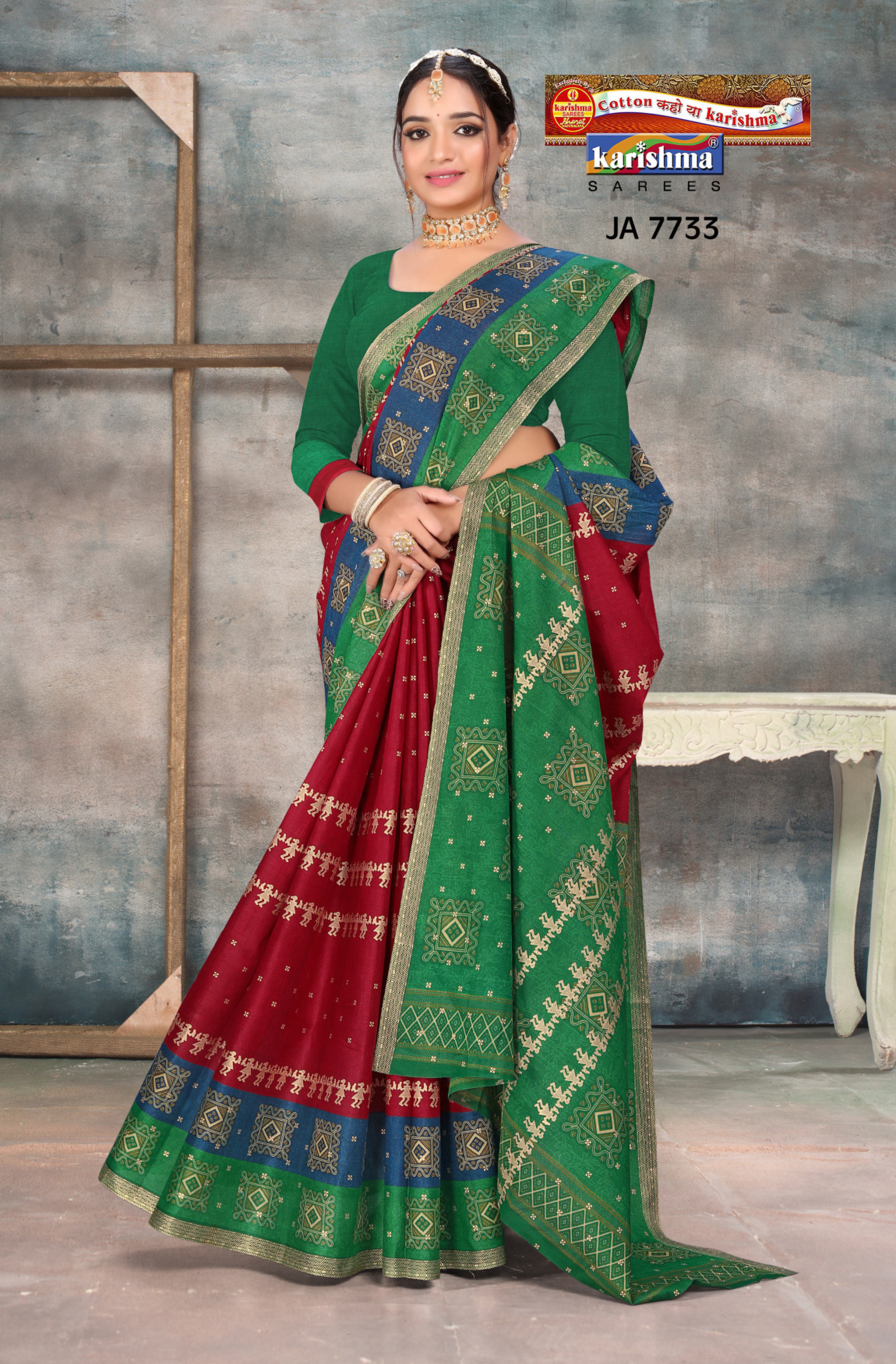 Green Warli Gold Festive Design Printed Mulmul Pure Cotton Saree