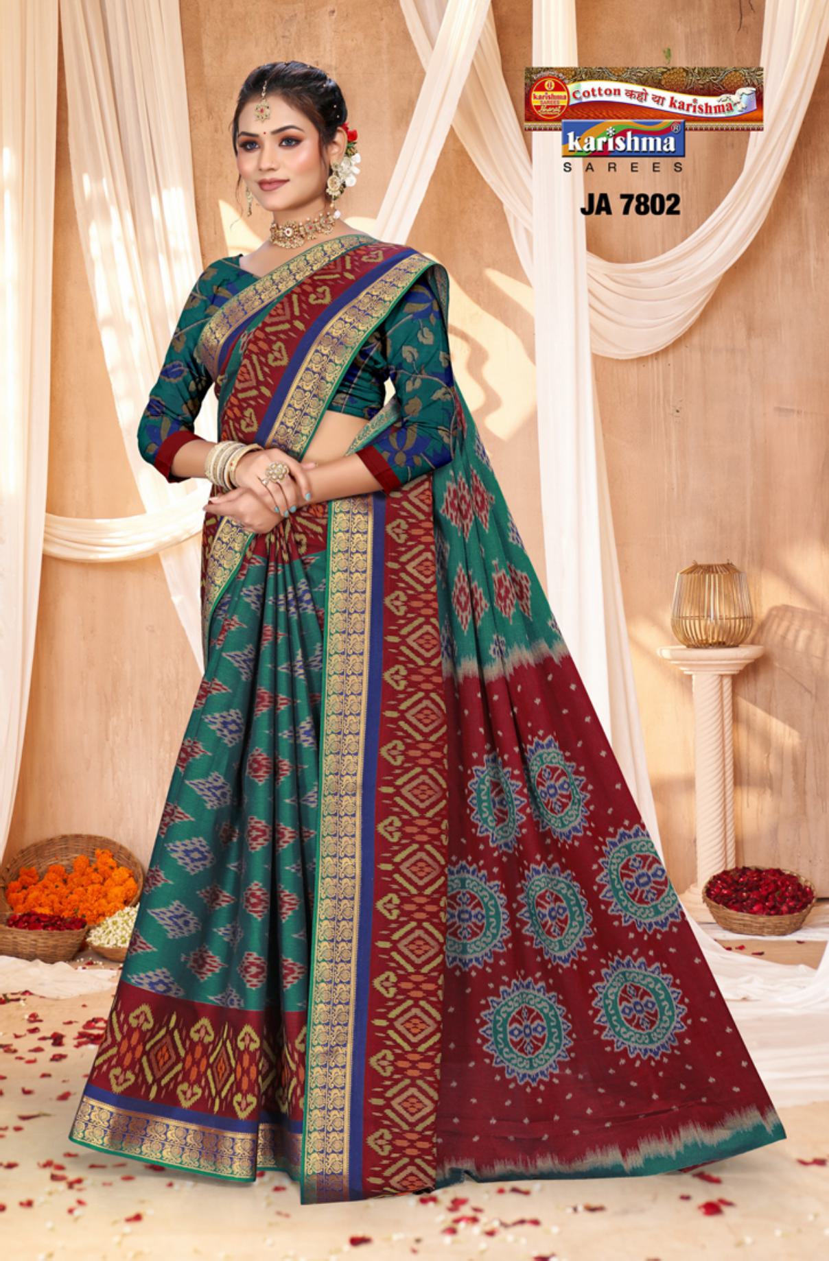 Teal Pure Muslin Gold Panetar Design Printed Saree with Zari Border