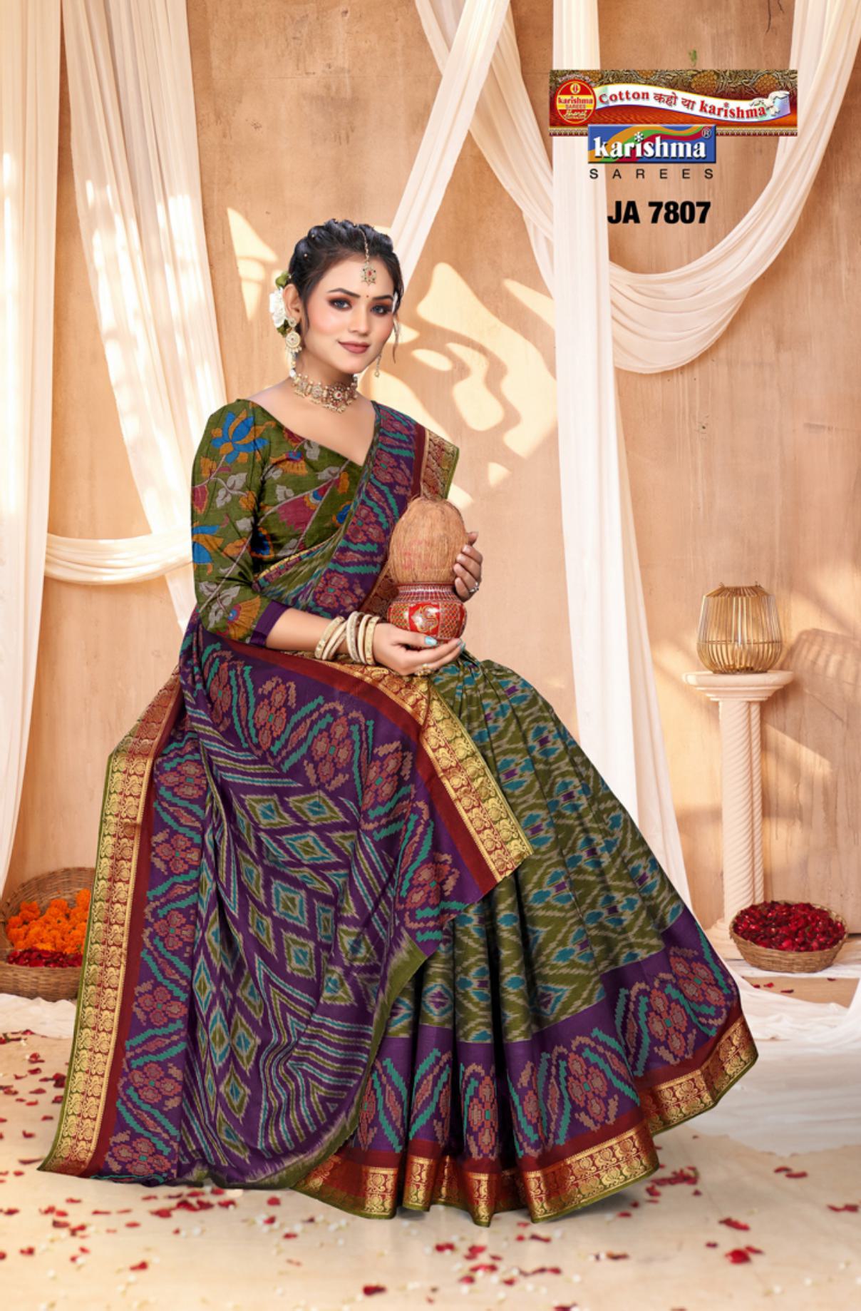 Violet Pure Muslin Gold Panetar Design Printed Saree with Zari Border