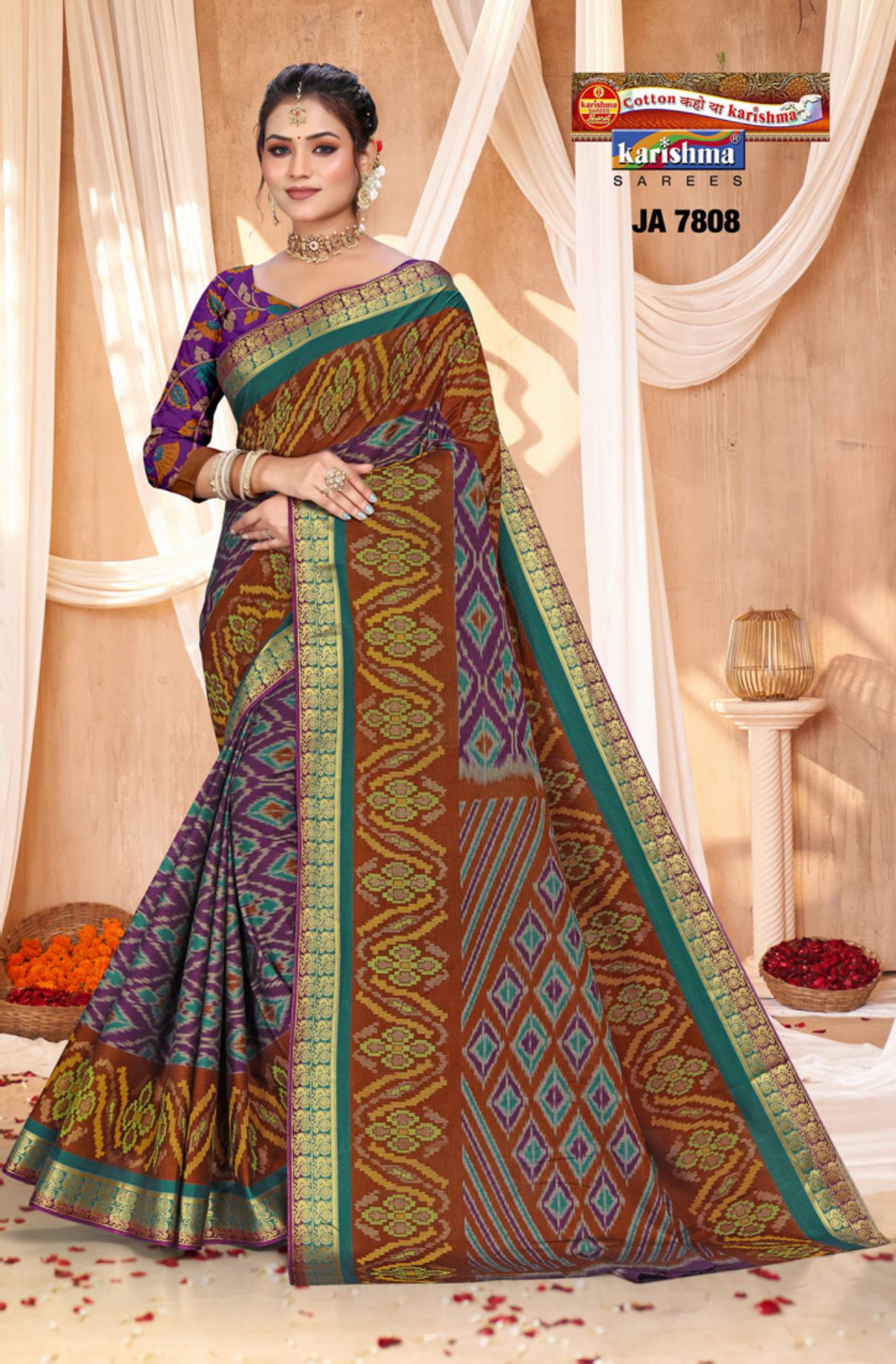 Gold Pure Muslin Gold Panetar Design Printed Saree with Zari Border