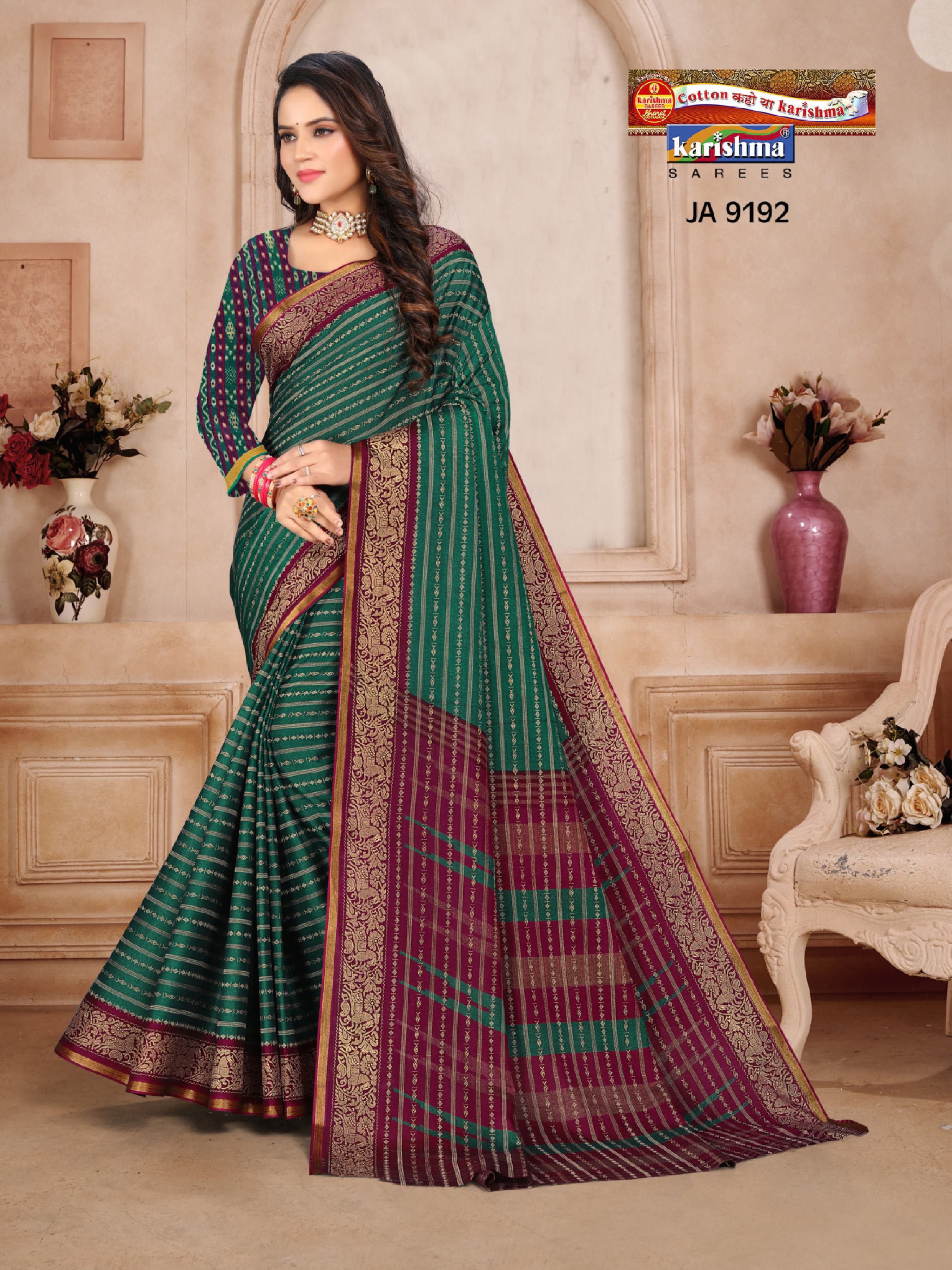 Green Chettinad Patola Design Printed Muslin Saree with Border