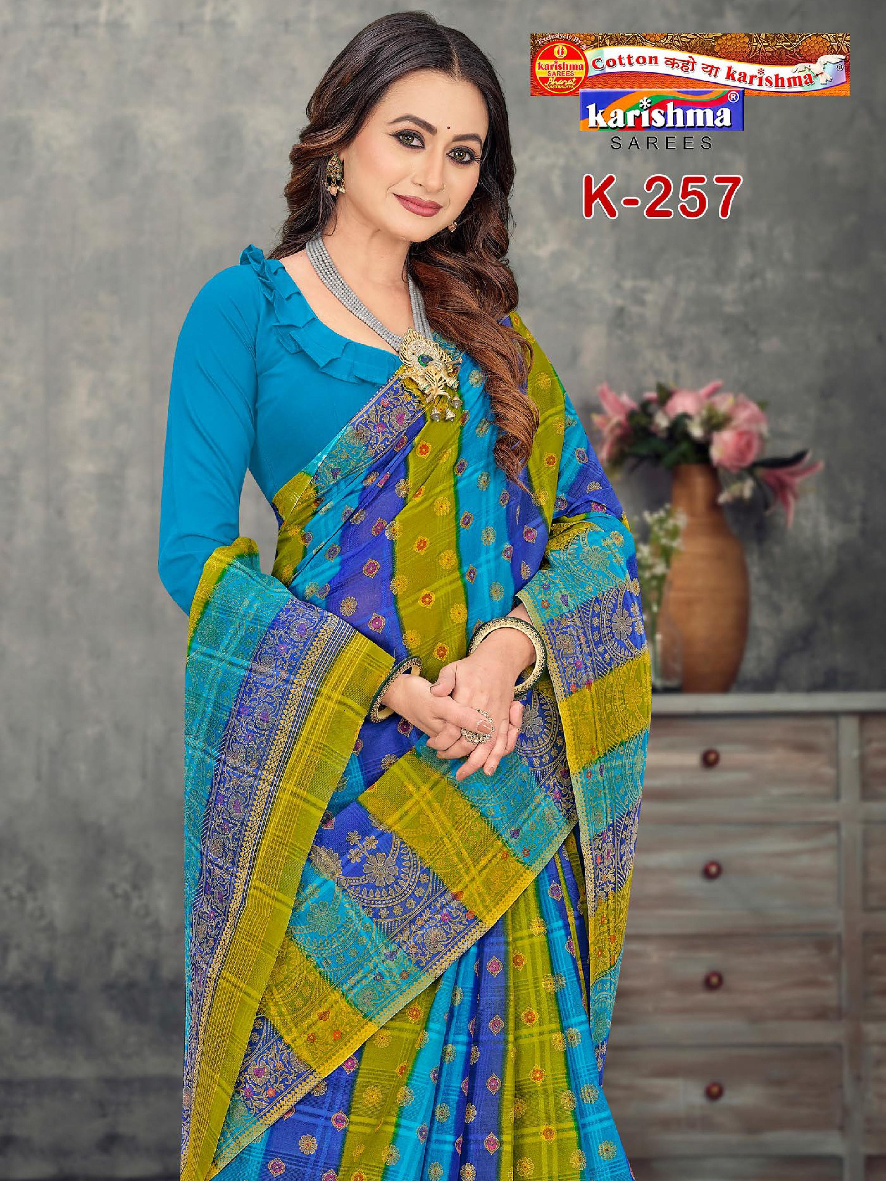 Blue Traditional Bengali Tant Style Printed Pure Cotton Saree