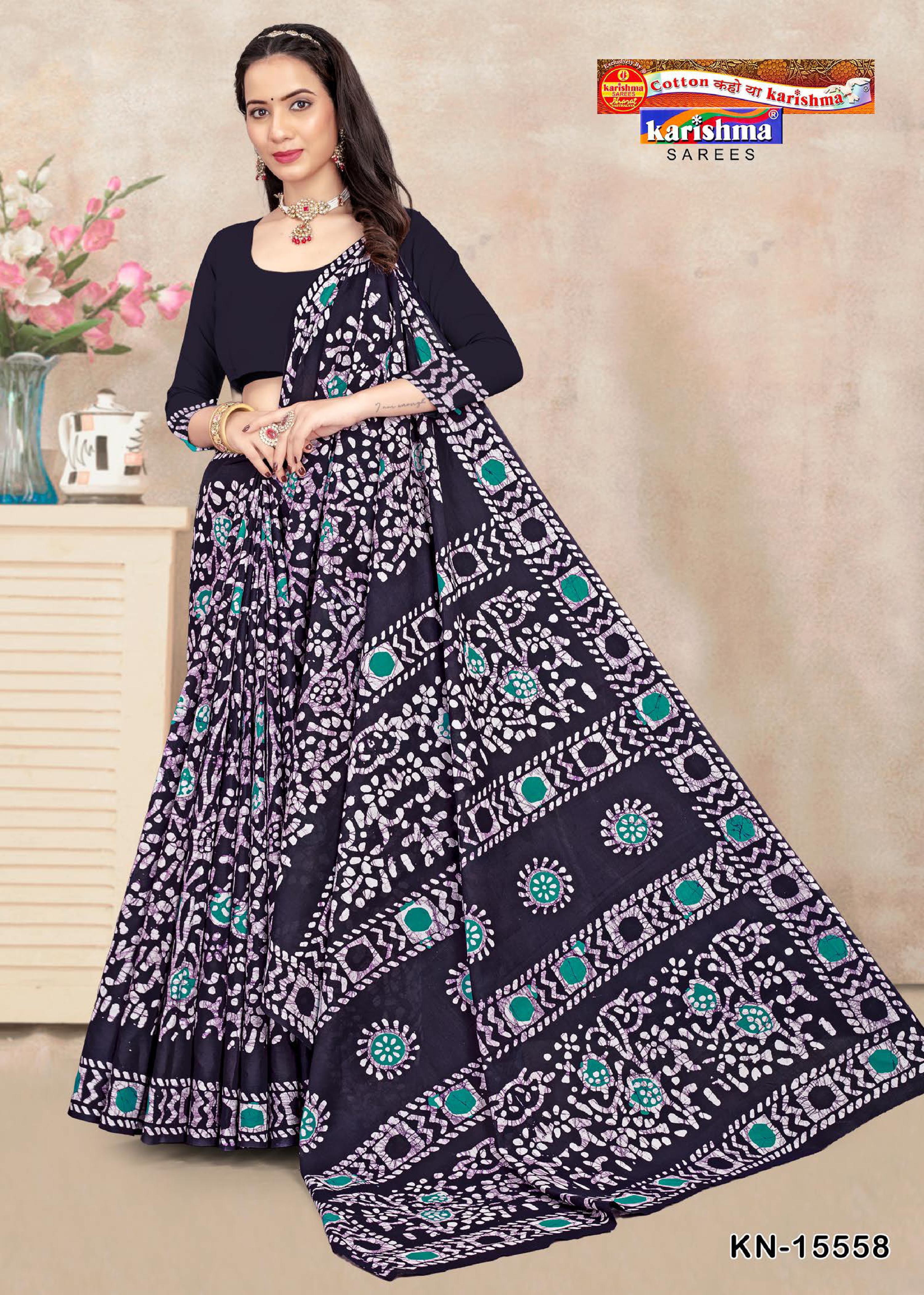 Dark Purple Pure Cotton (soft) Malai Saree With Batik Print