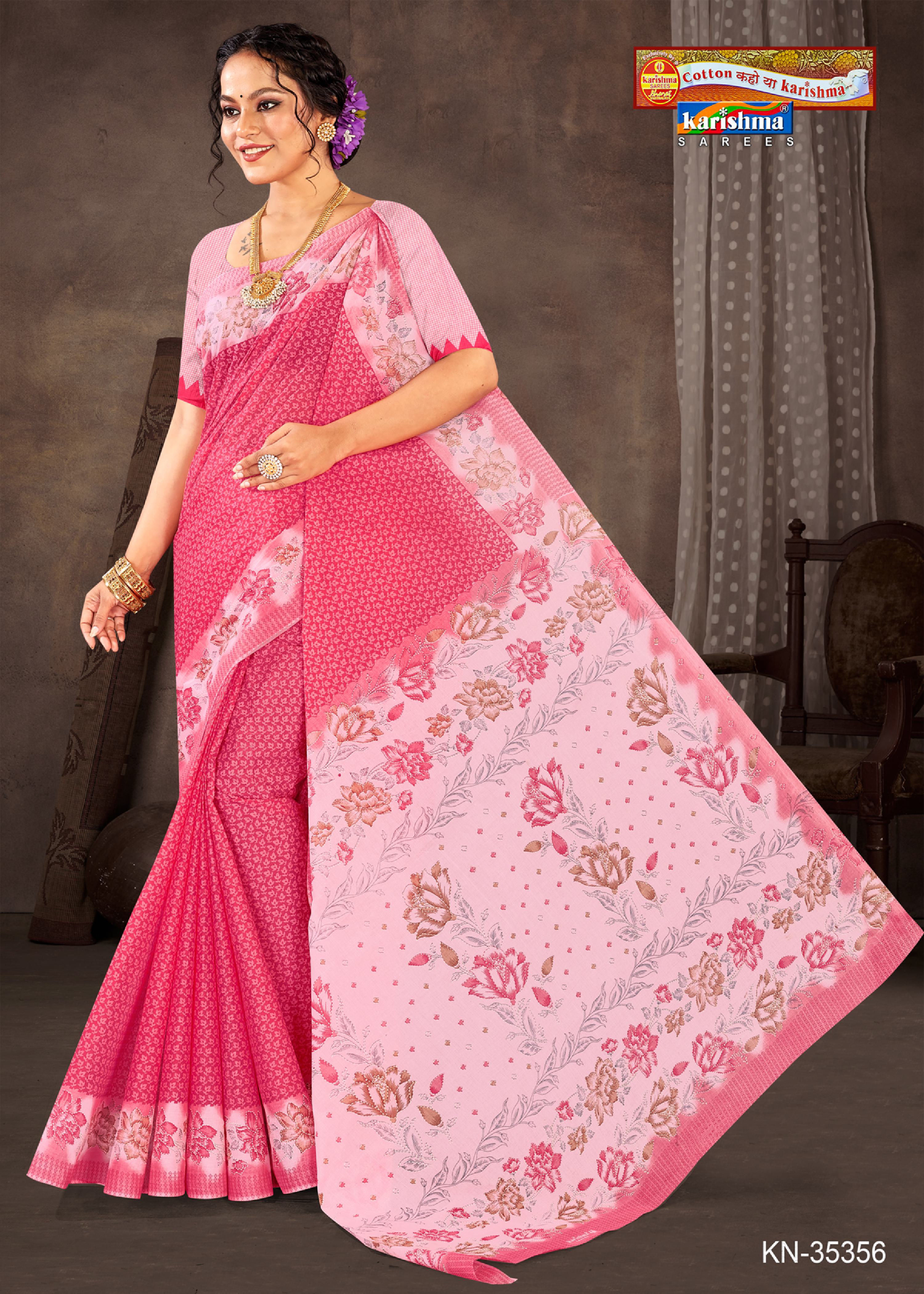 Red Pure Cotton Mulmul (Medium Soft) Saree With Delicate Bandhej And Floral Design