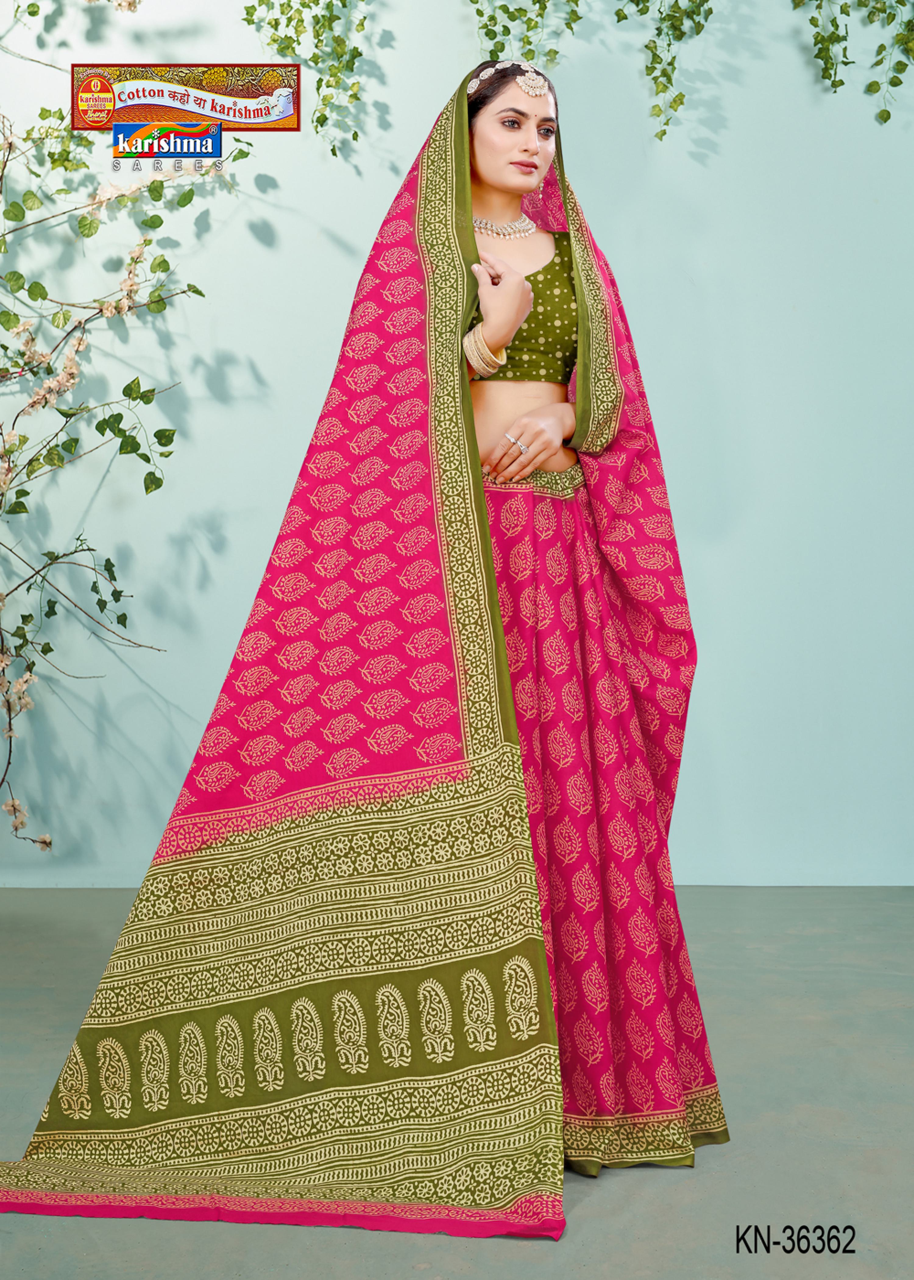 Pink Hand Batik Buta Style Shaded Soft Malai Cotton Printed Saree