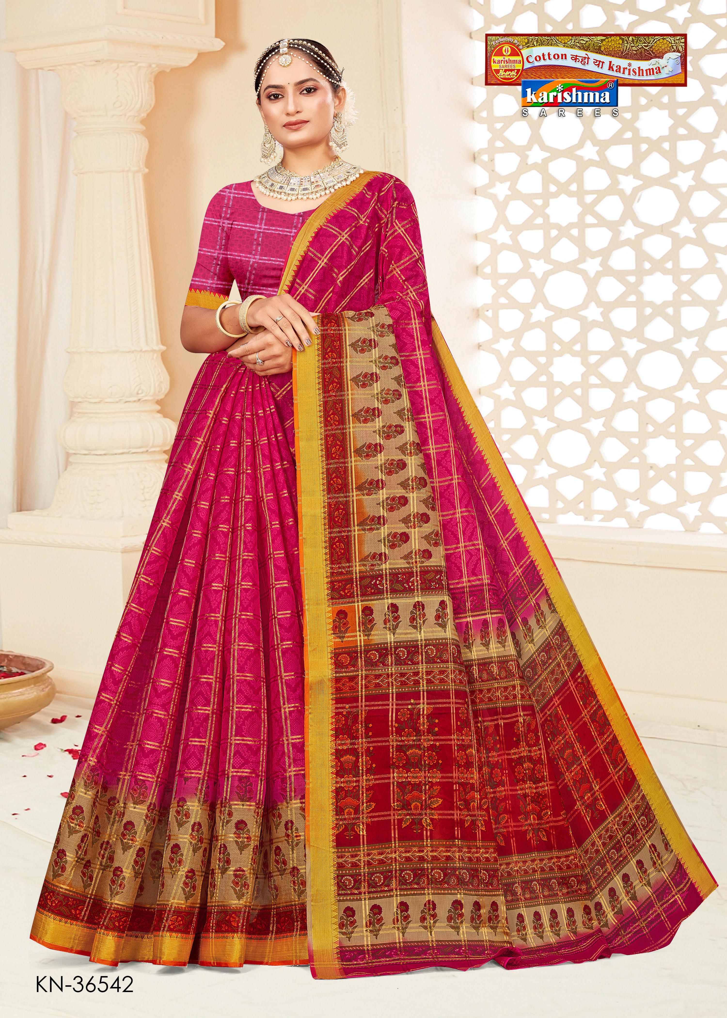 Pink Gold Zari Festive Floral Design Printed Mulmul Pure Cotton Saree with Border