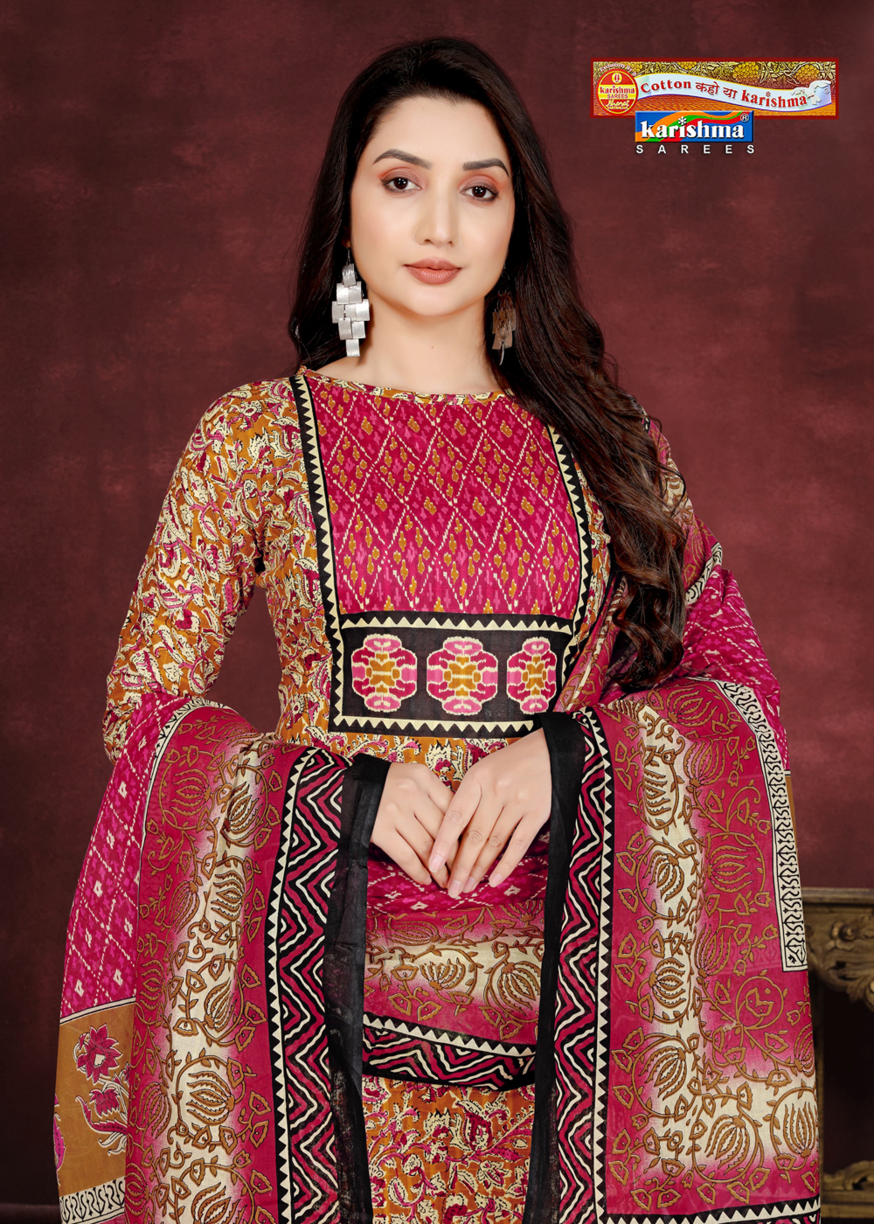 Designer Unstitched Cotton Salwar Suit Online at Shop Karishma
