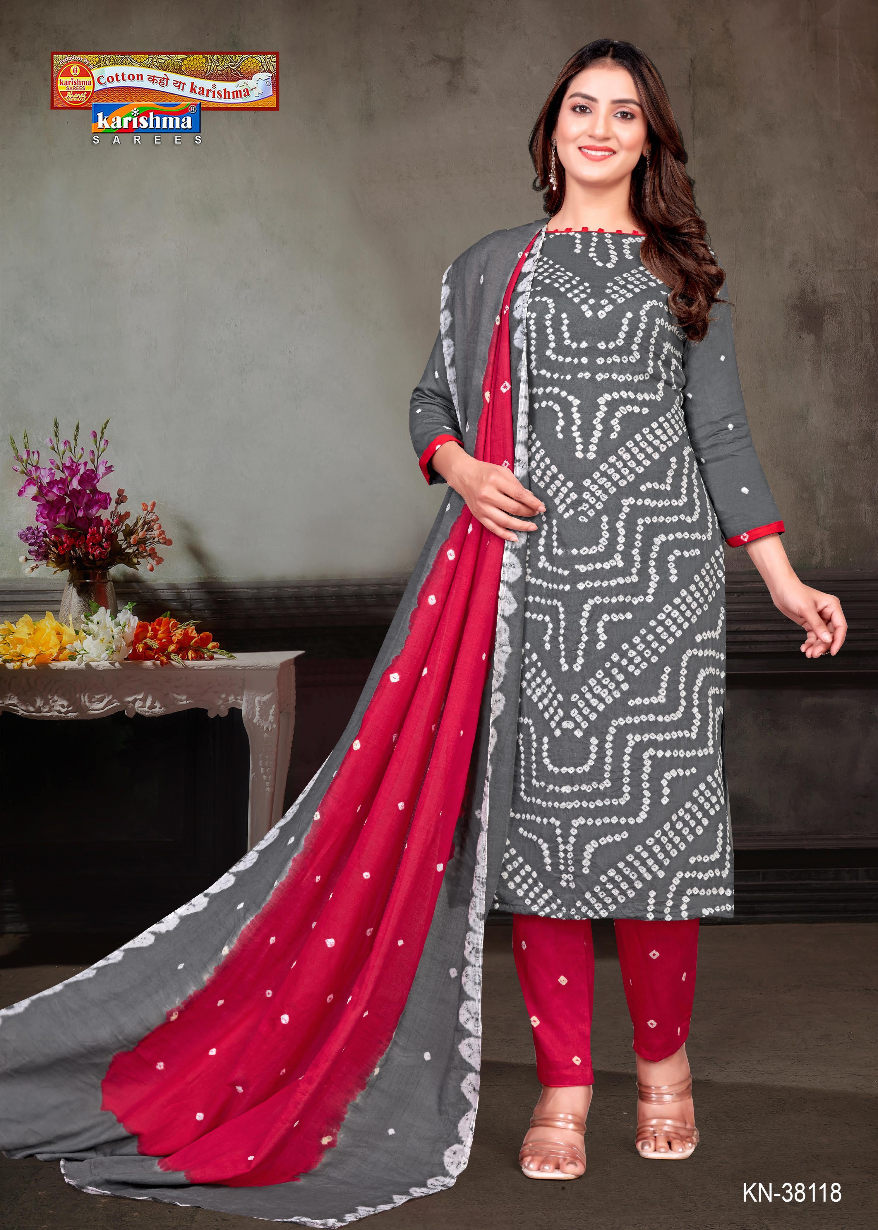 Designer Unstitched Cotton Salwar Suit Online at Shop Karishma