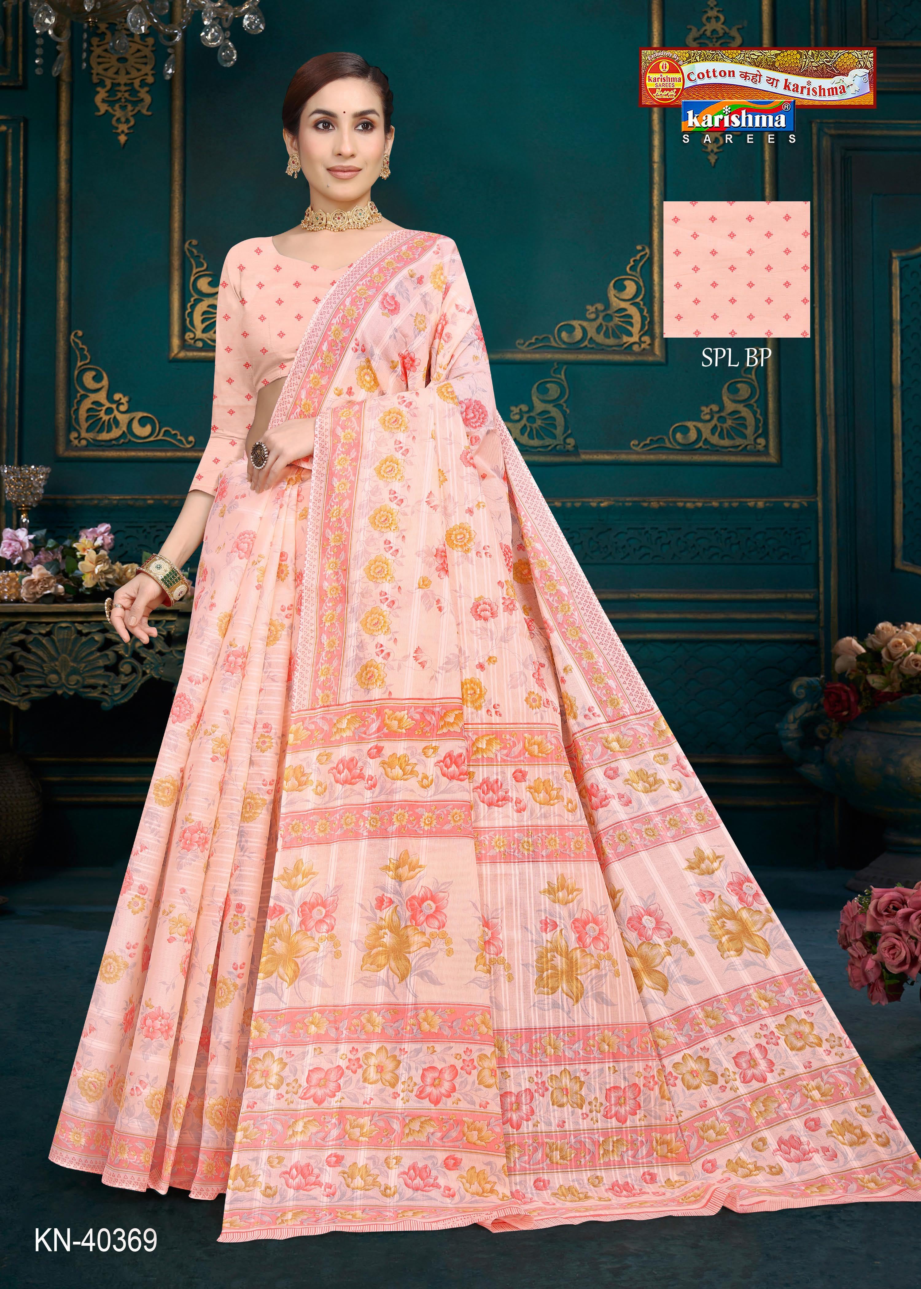 Light Peach Colour Design Pure Soft Malai Cotton Printed Saree