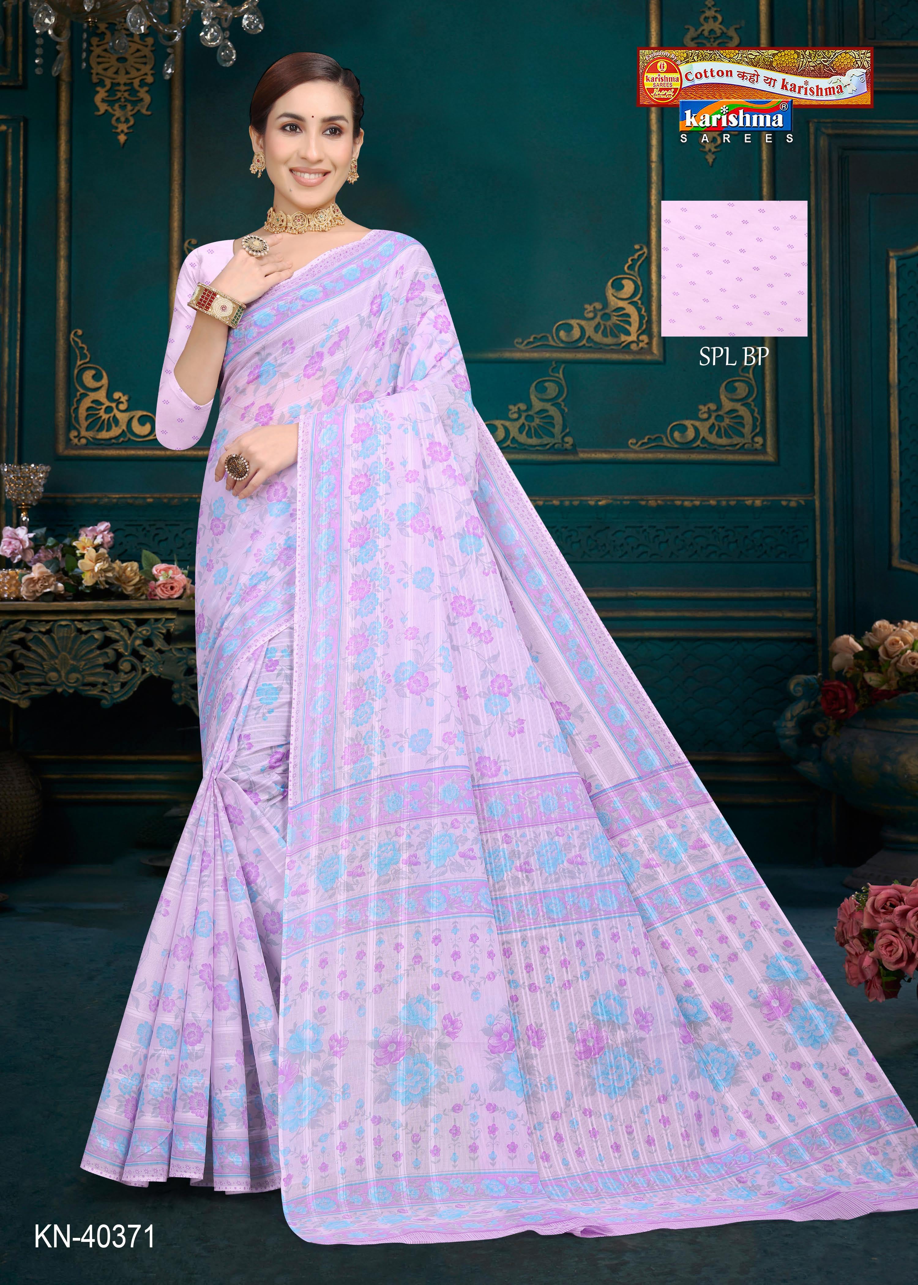 Light Purple Colour Design Pure Soft Malai Cotton Printed Saree