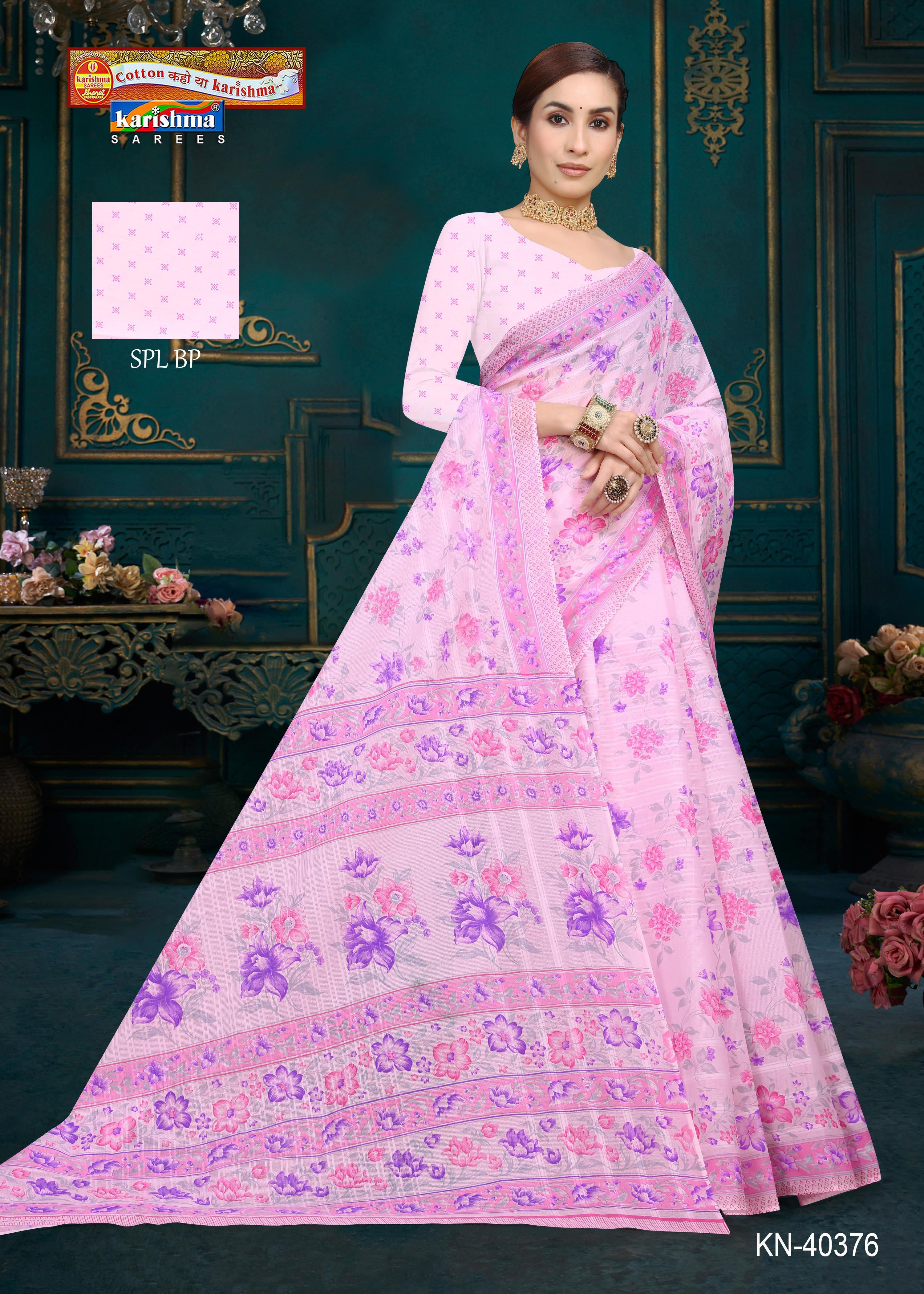 Light Pink Colour Design Pure Soft Malai Cotton Printed Saree