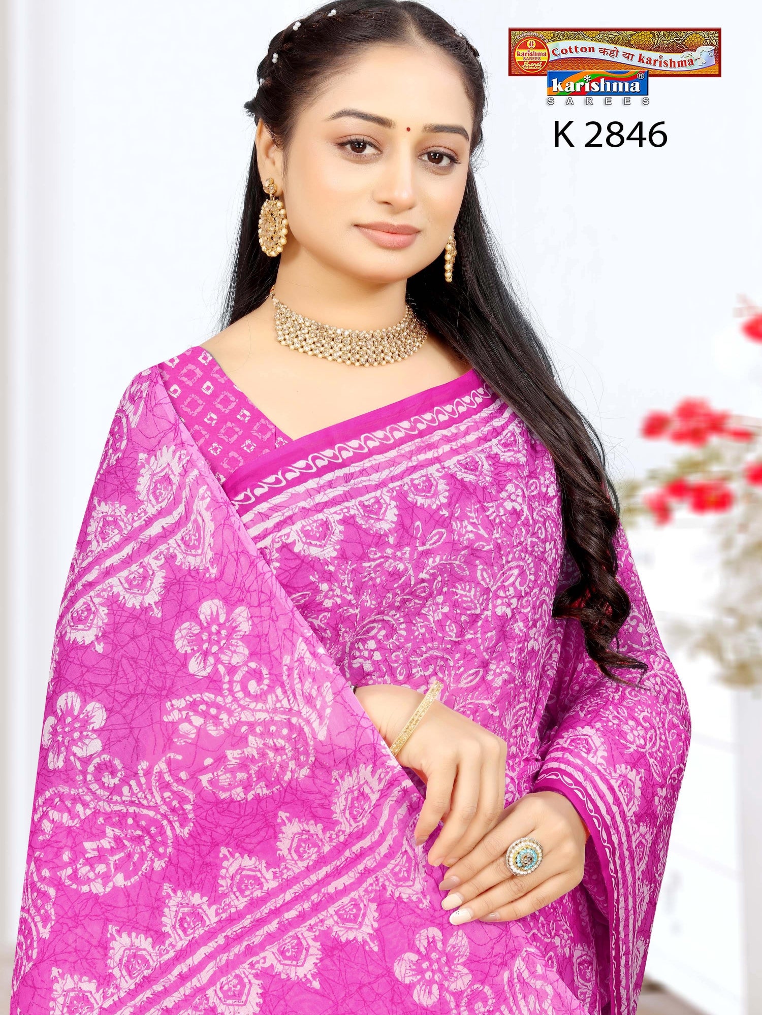 Pink Summer Special Batik Style Printed Pure Cotton Saree