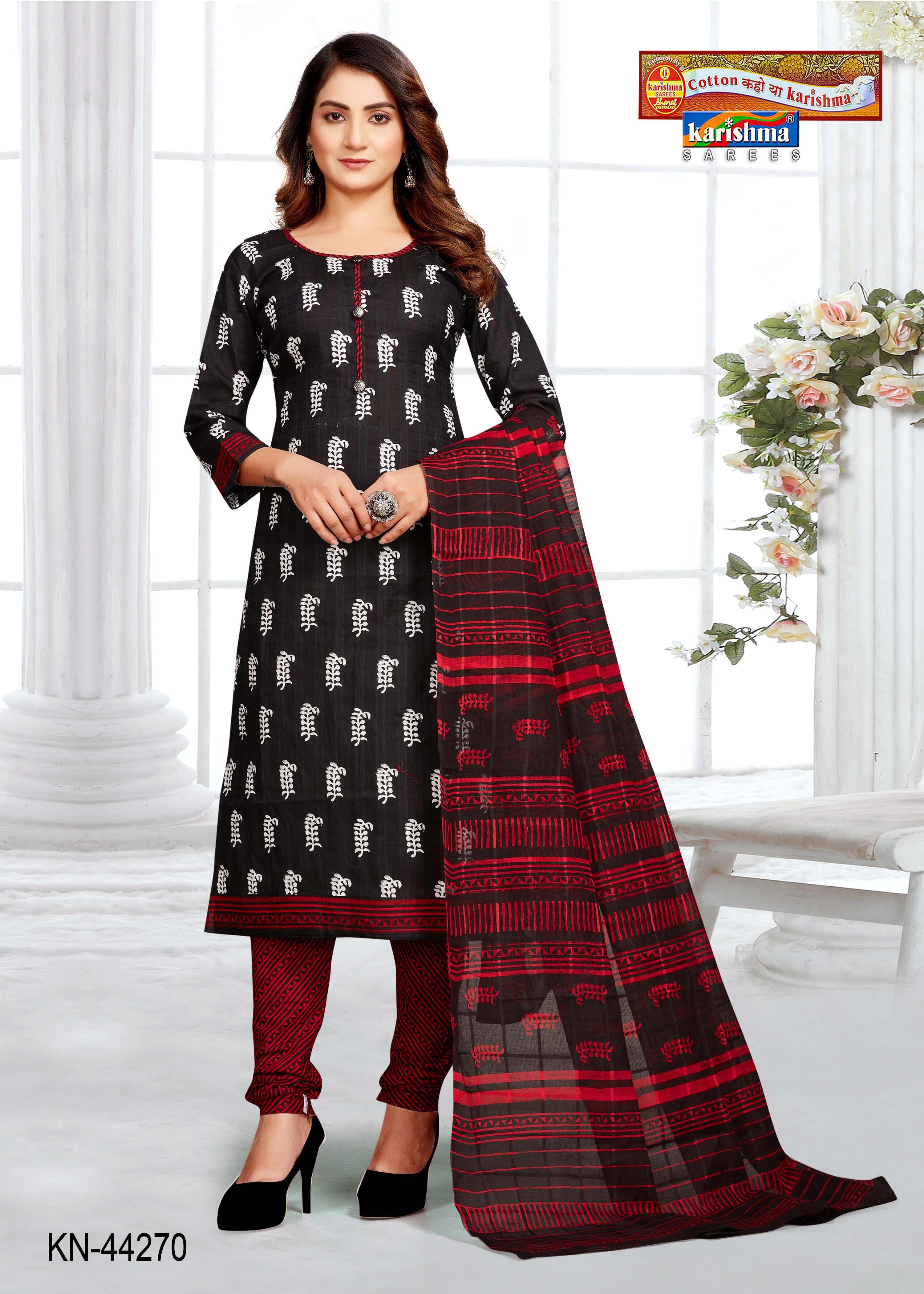 Black And Maroon Pure Cotton Unstiched Dress Material With Modern Design