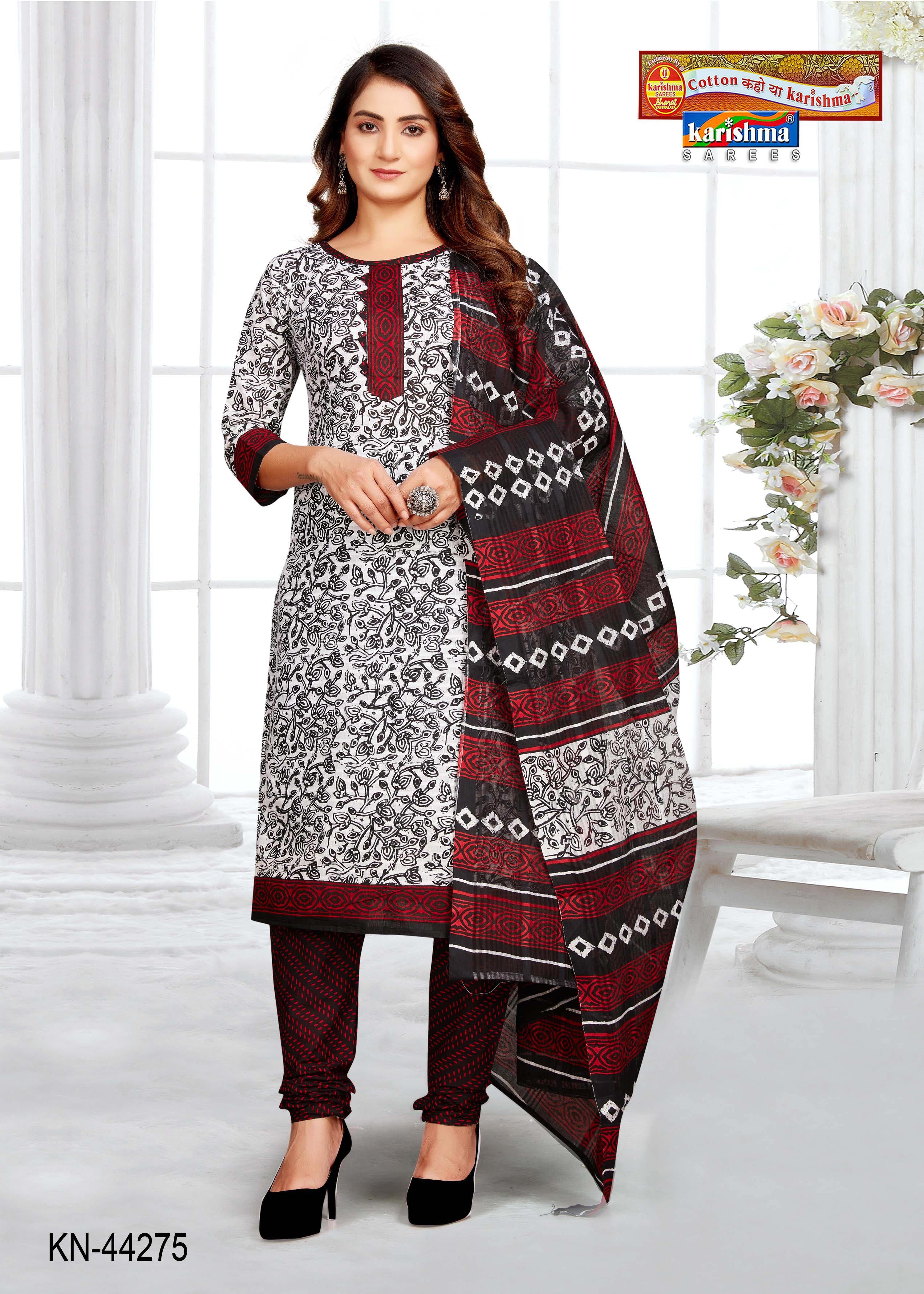 White And Maroon Pure Cotton Unstiched Dress Material With Modern Design
