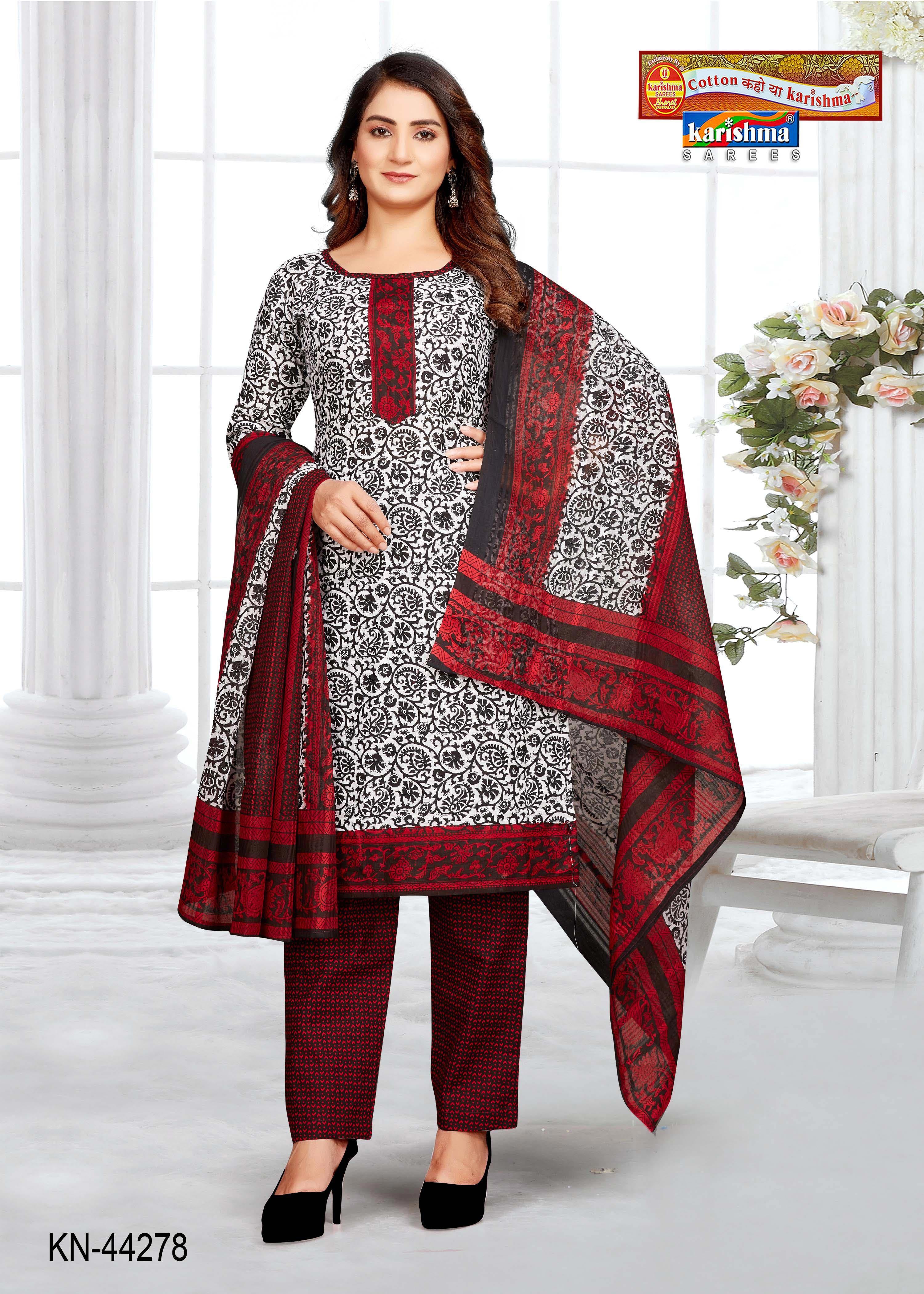Black And Maroon Pure Cotton Unstiched Dress Material With Modern Design