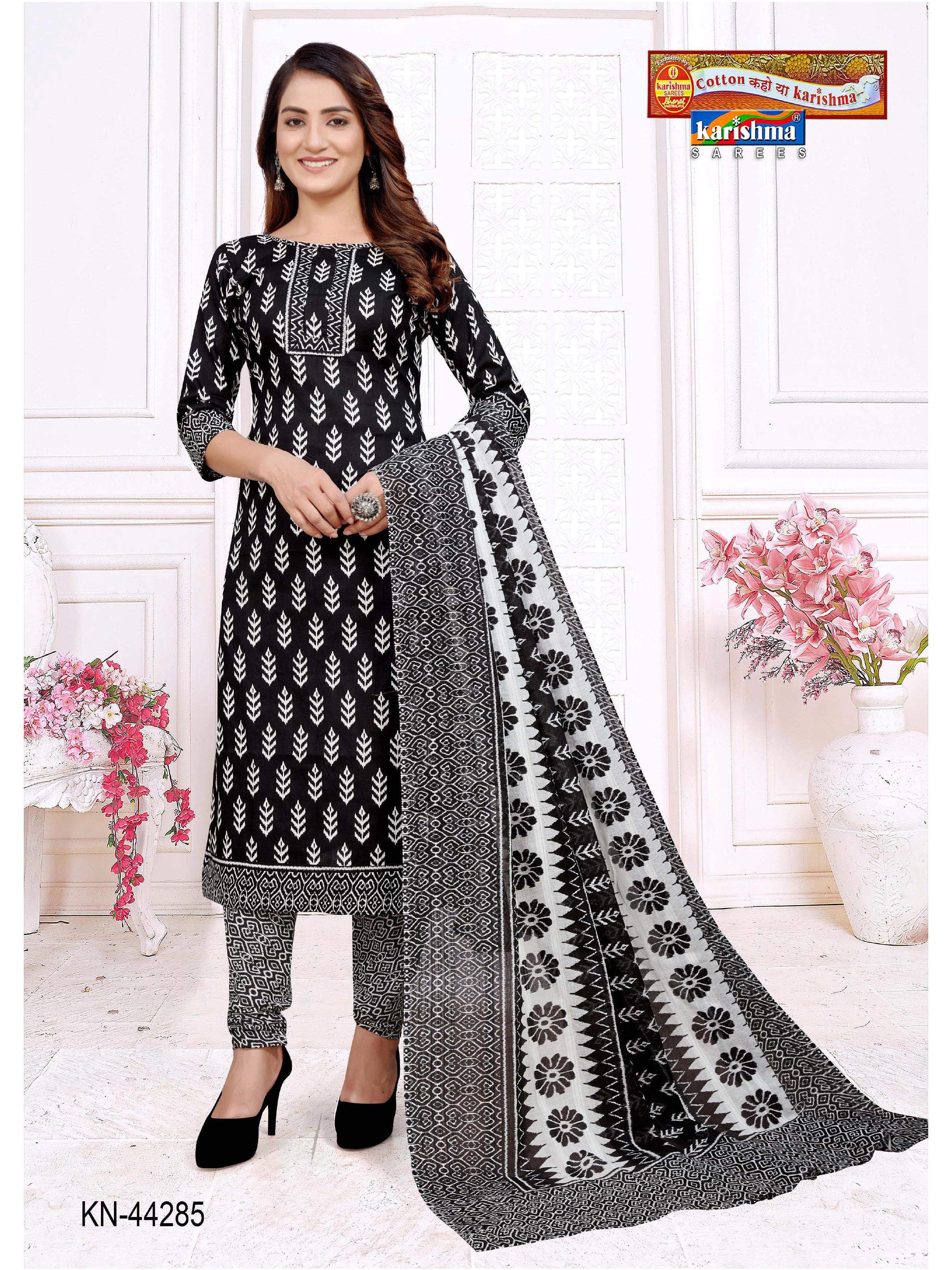 black and white cotton dress material Kevalfab Image Black and white cotton dress material
