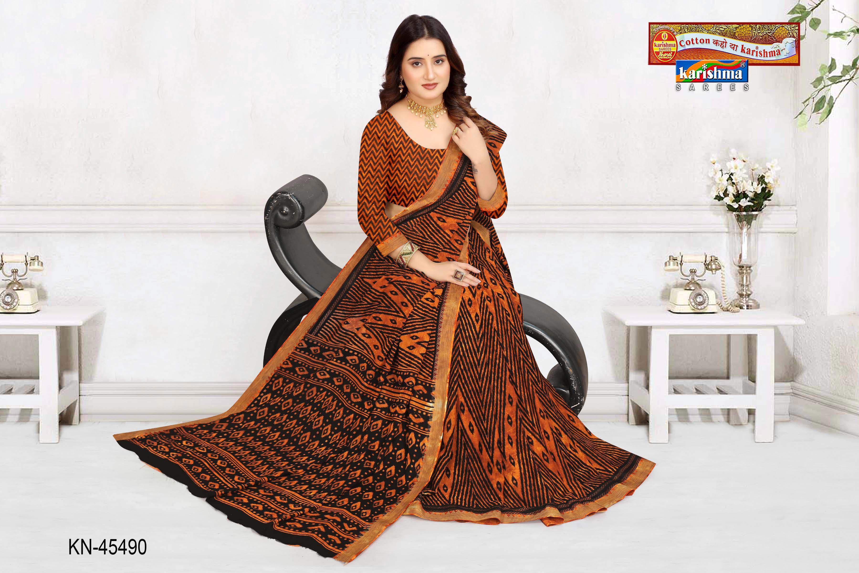 Yellow Pure Cotton Malai (Soft) Saree With Modern Print And Simple Border