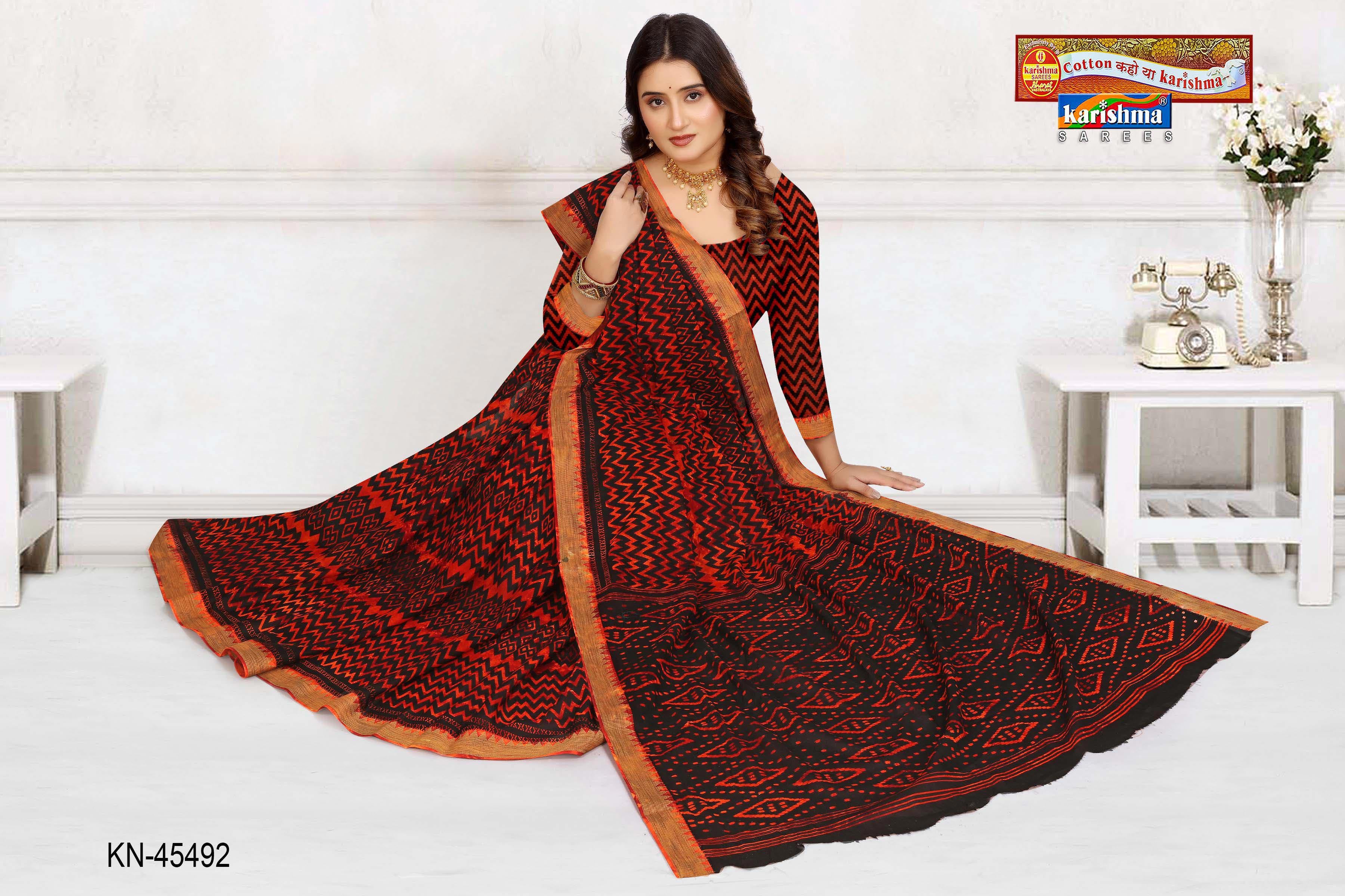 Burgundy Pure Cotton Malai (Soft) Saree With Modern Print And Simple Border