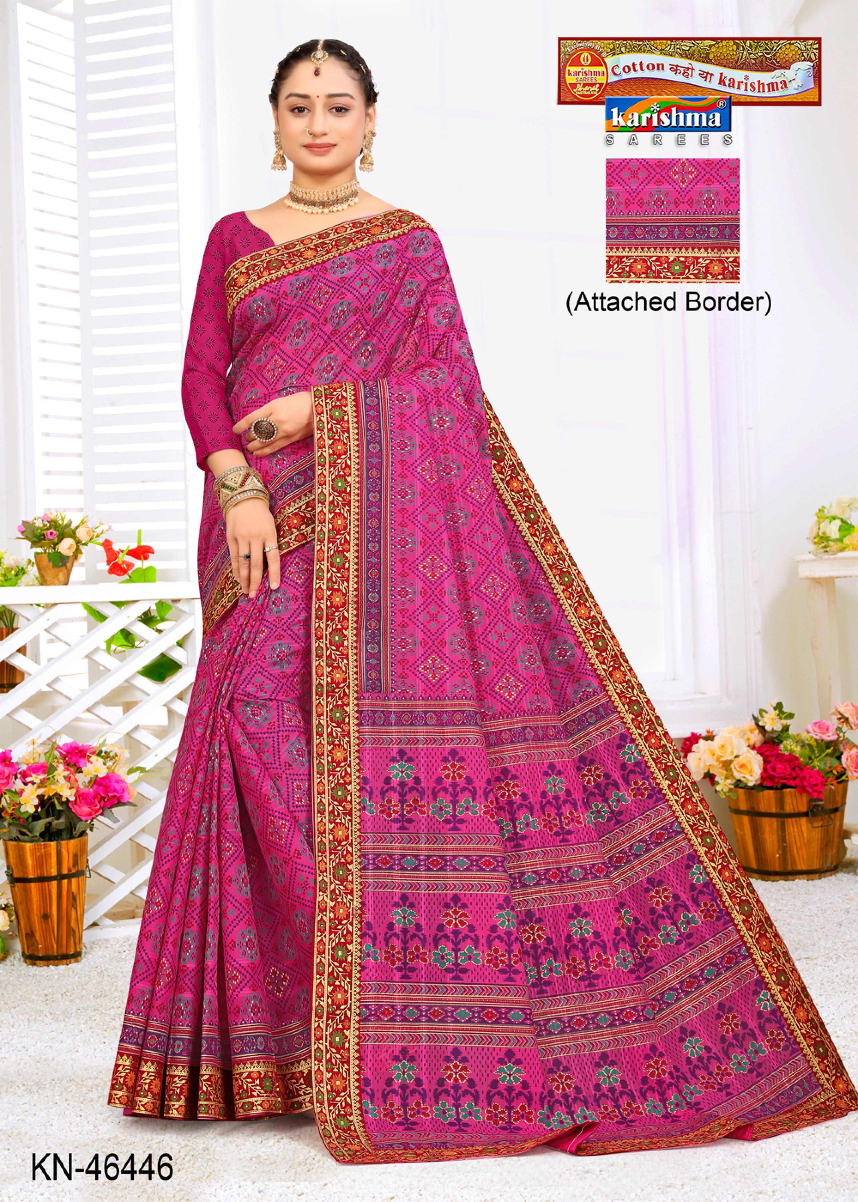 Pink Pure Cotton Mulmul (Stiff) Saree With Warli Print And Floral Golden Border