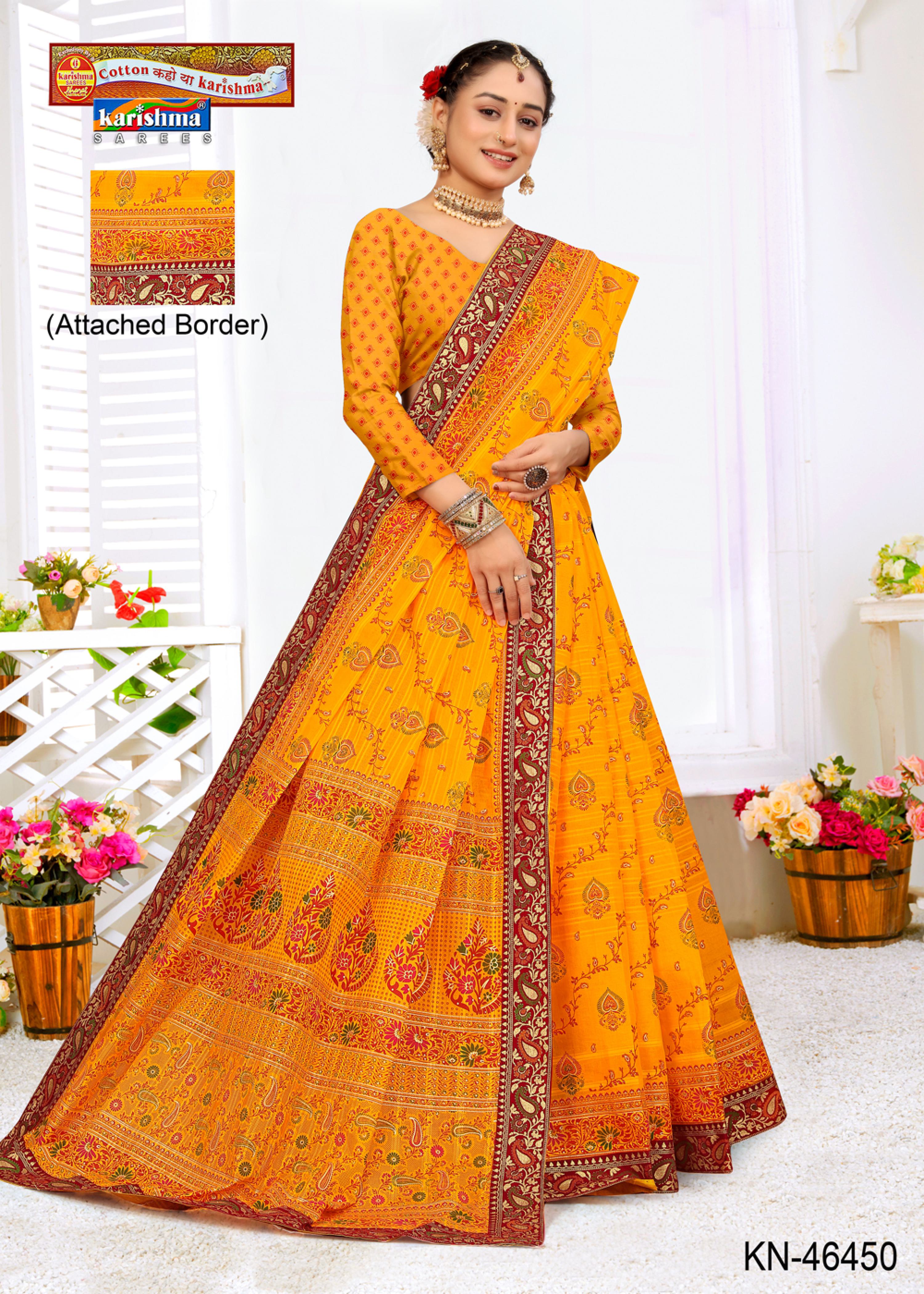 Yellow Pure Cotton Mulmul (Stiff) Saree With Warli Print And Floral Golden Border