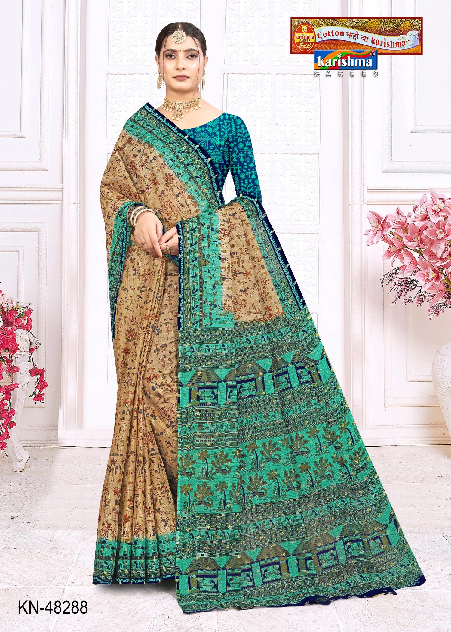 Purple Pure Mulmul Saree With Tribal Warli Print