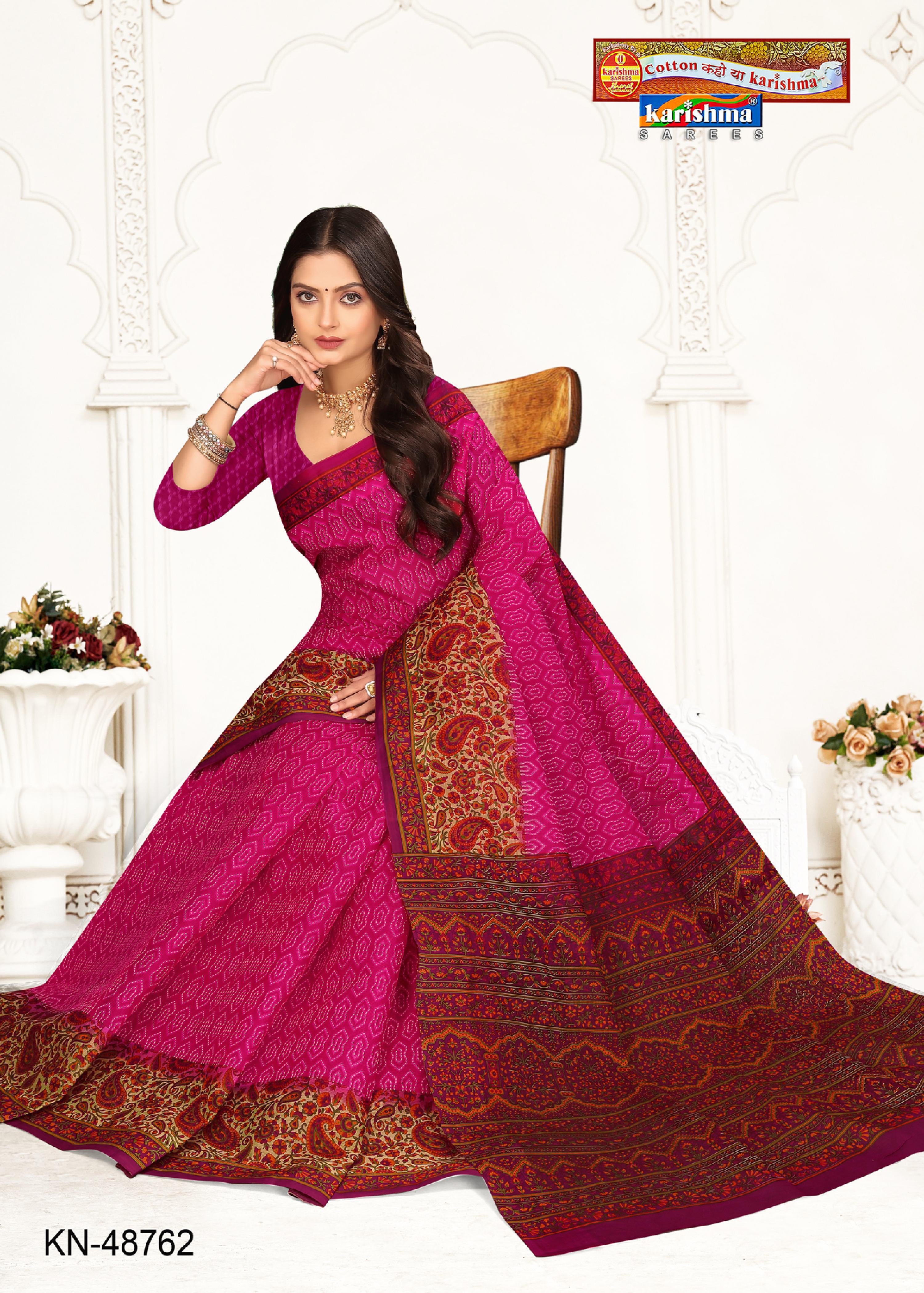 Pink Pure Cotton Mulmul (Medium Soft) Saree With Modern Design And Combination Of Paisely Floral Border