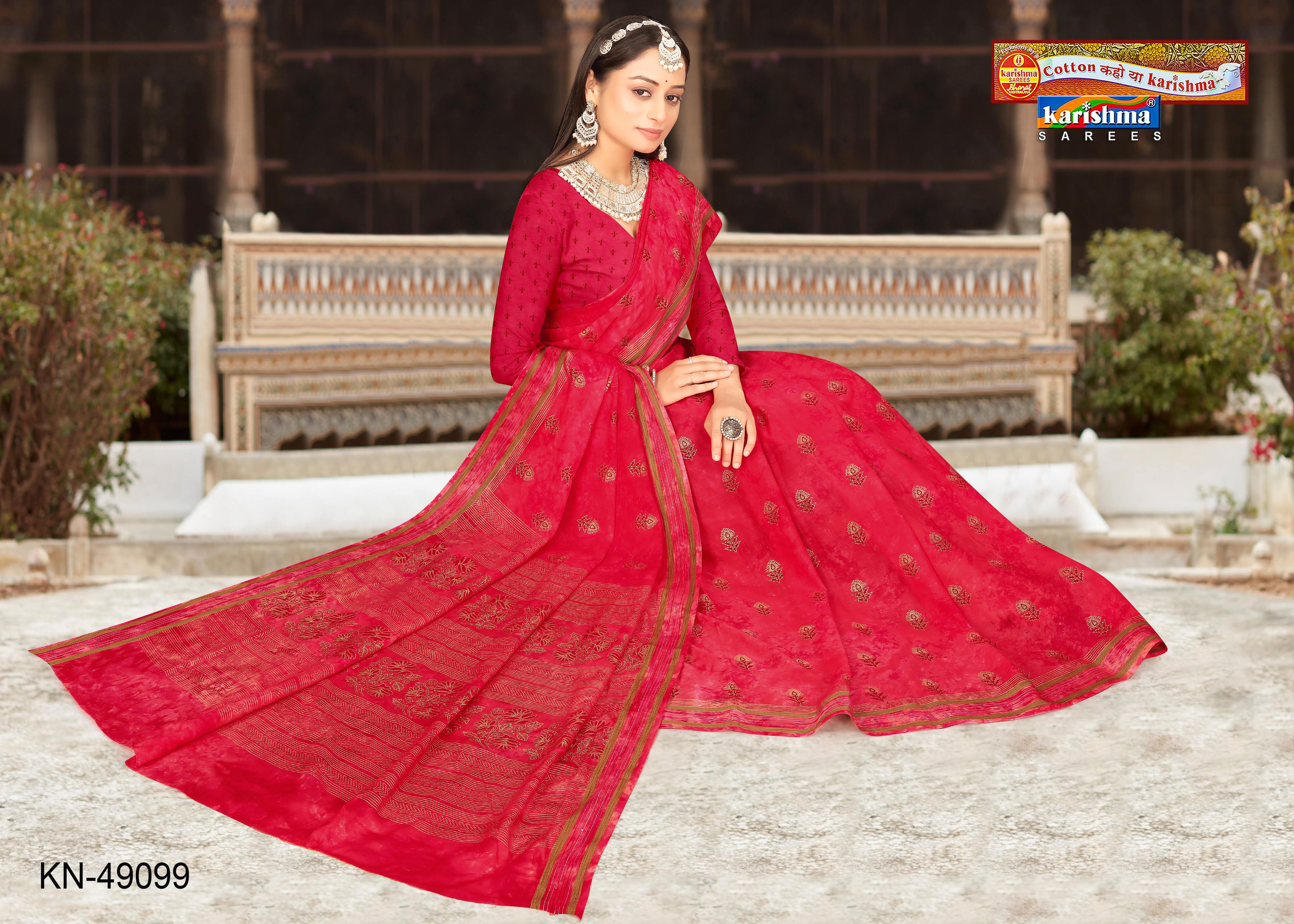 Peach Pure Cotton (Soft) Malai Saree With Delicate Floral Design And Simple Border