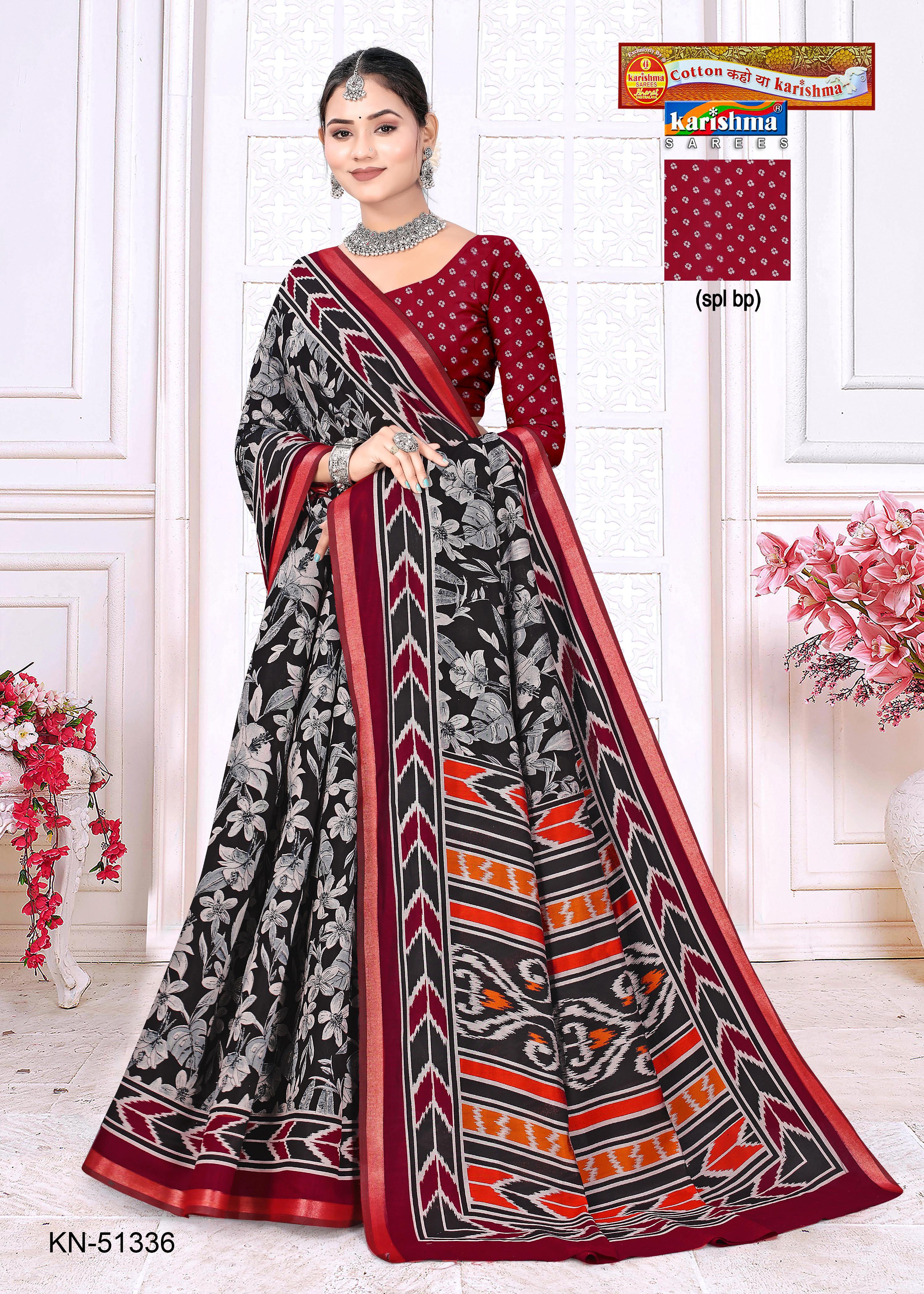 Black And White  Pure Cotton (Soft) Malai Saree With Modern Design And Simple Border
