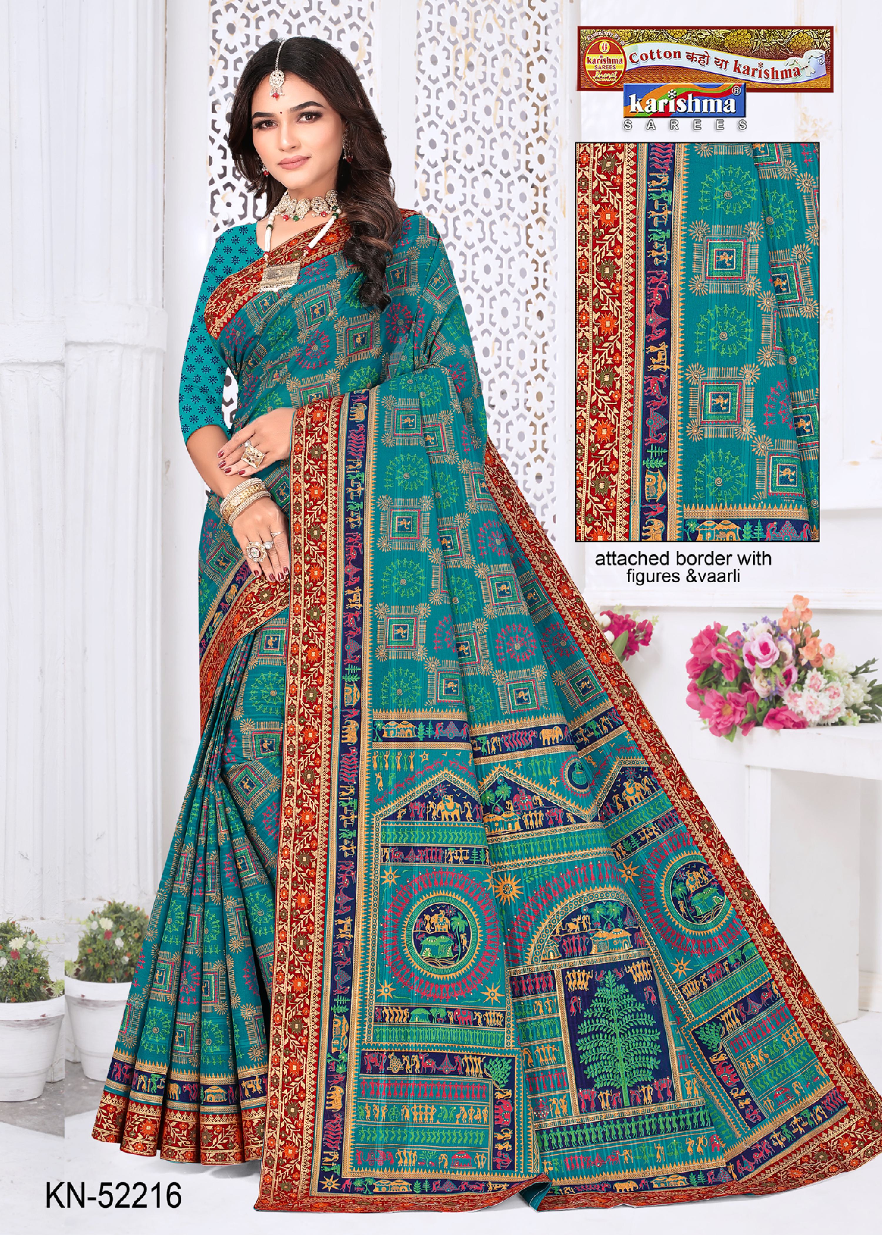 Blue Pure Cotton Mulmul (Stiff ) Saree With Traditional Warli Print And Beautifil  Border